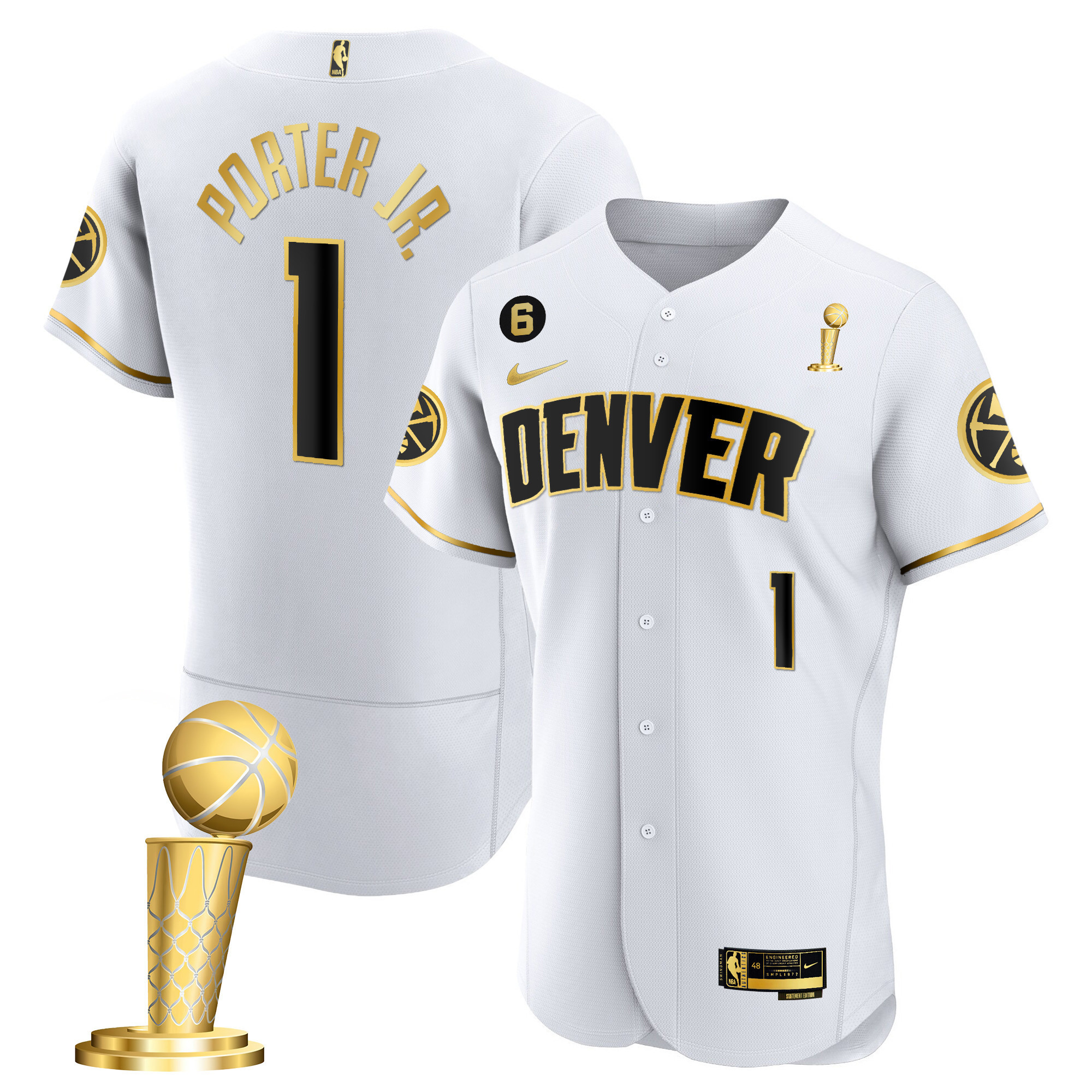 Porter Jr. Youth's Denver Nuggets 2023 Champions Flex Base White Gold Jersey - All Stitched