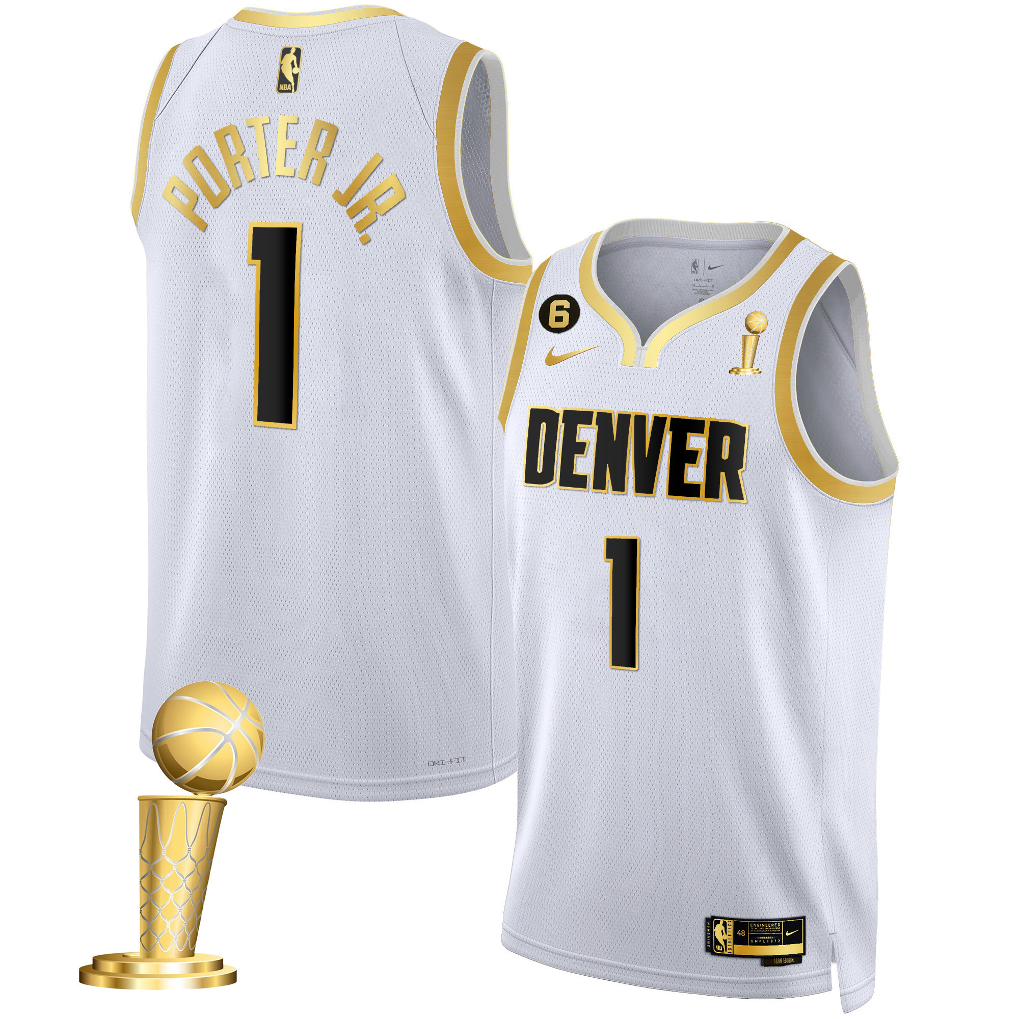 Porter Jr. Youth's Denver Nuggets 2023 Champions White Gold Jersey Collection - All Stitched