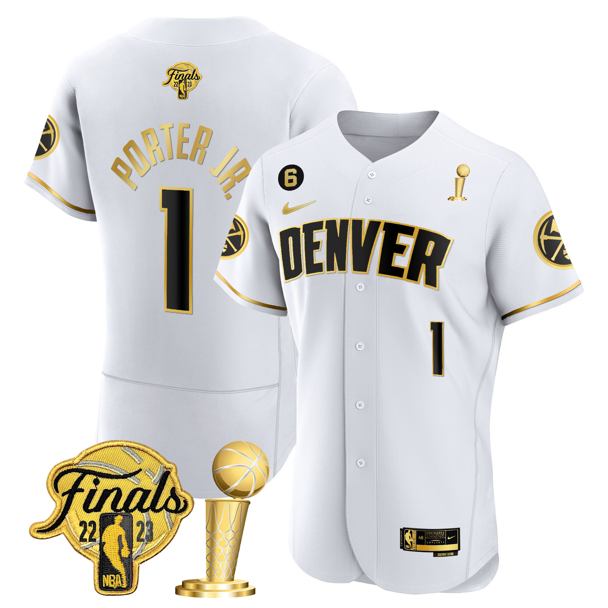 Porter Jr. Youth's Denver Nuggets 2023 Finals & Champions Flex Base White Gold Jersey - All Stitched