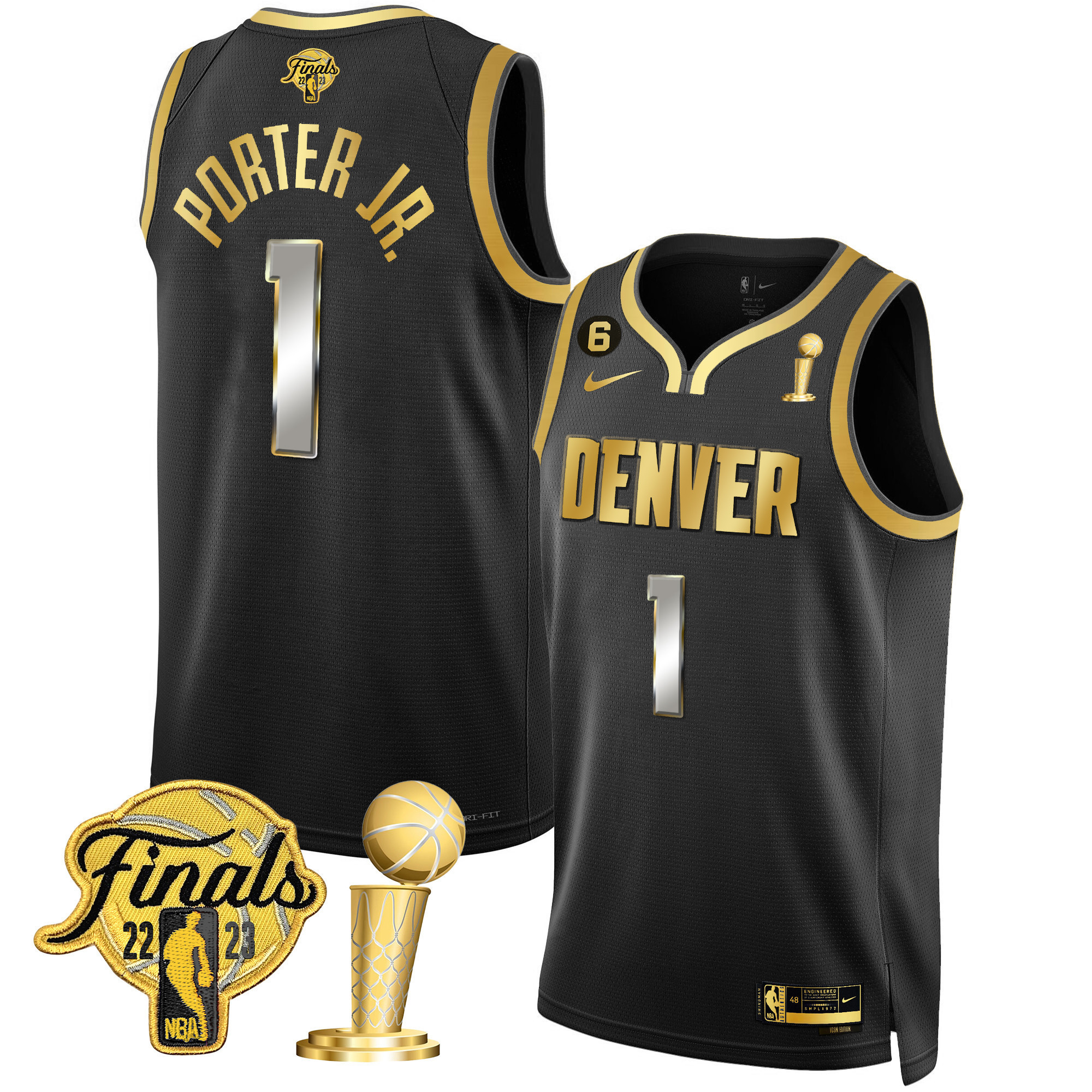 Porter Jr. Youth's Denver Nuggets 2023 Finals & Champions Patch Black Limited Jersey - All Stitched
