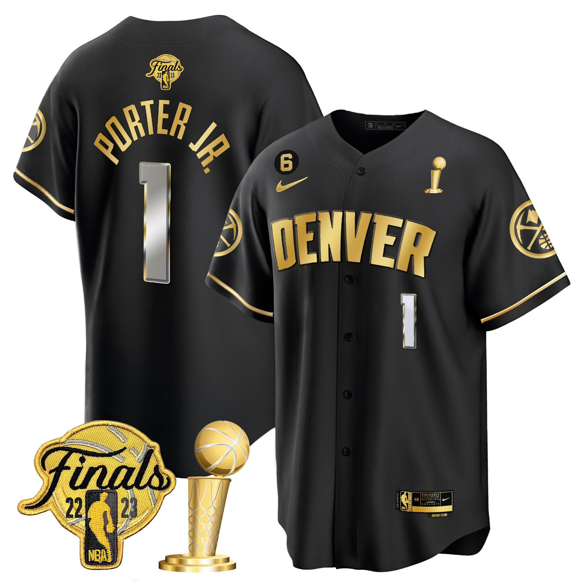 Porter Jr. Youth's Denver Nuggets 2023 Finals & Champions Patch Cool Base Black Limited Jersey - All Stitched