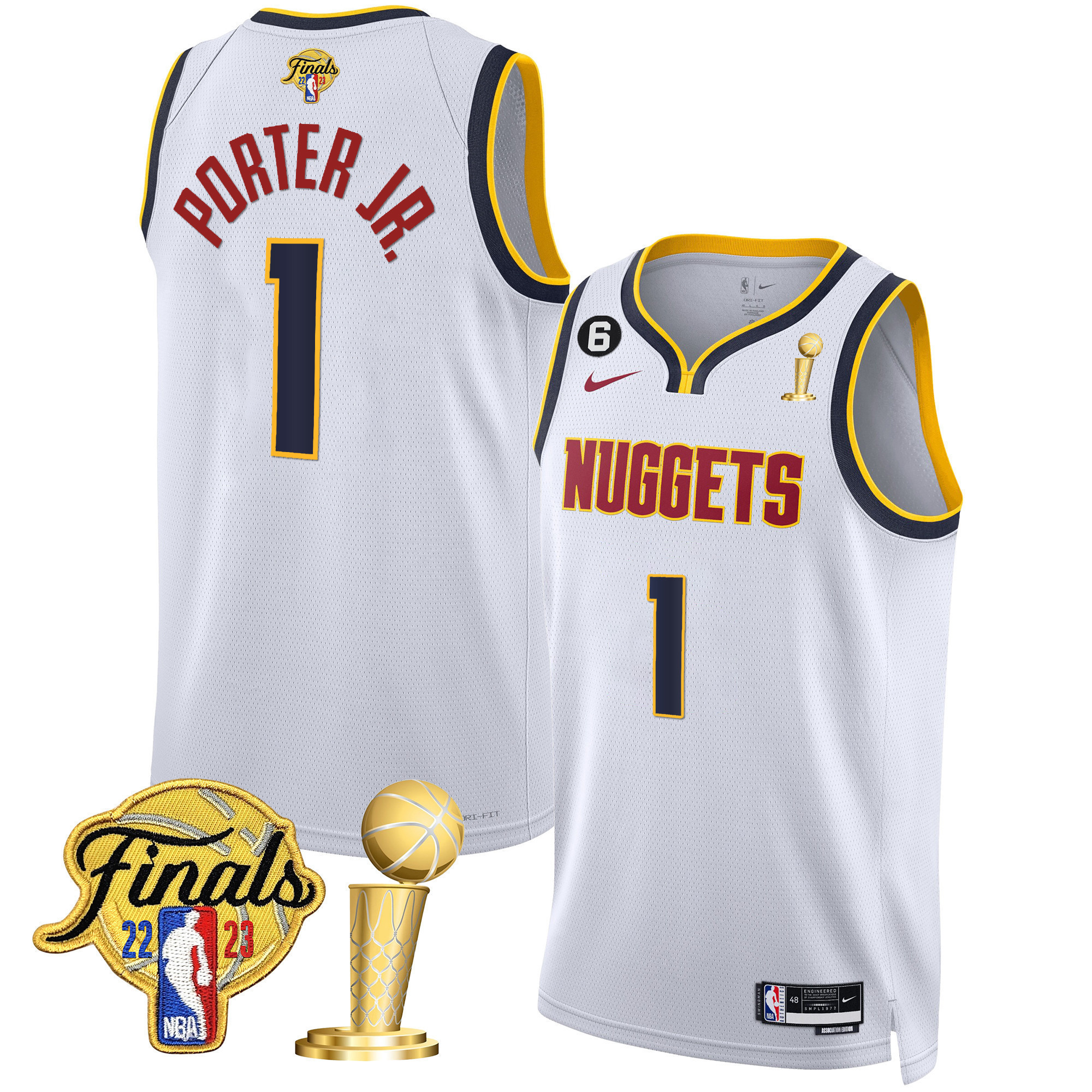 Porter Jr. Youth's Denver Nuggets 2023 Finals & Champions Patch Gold Association Jersey - All Stitched