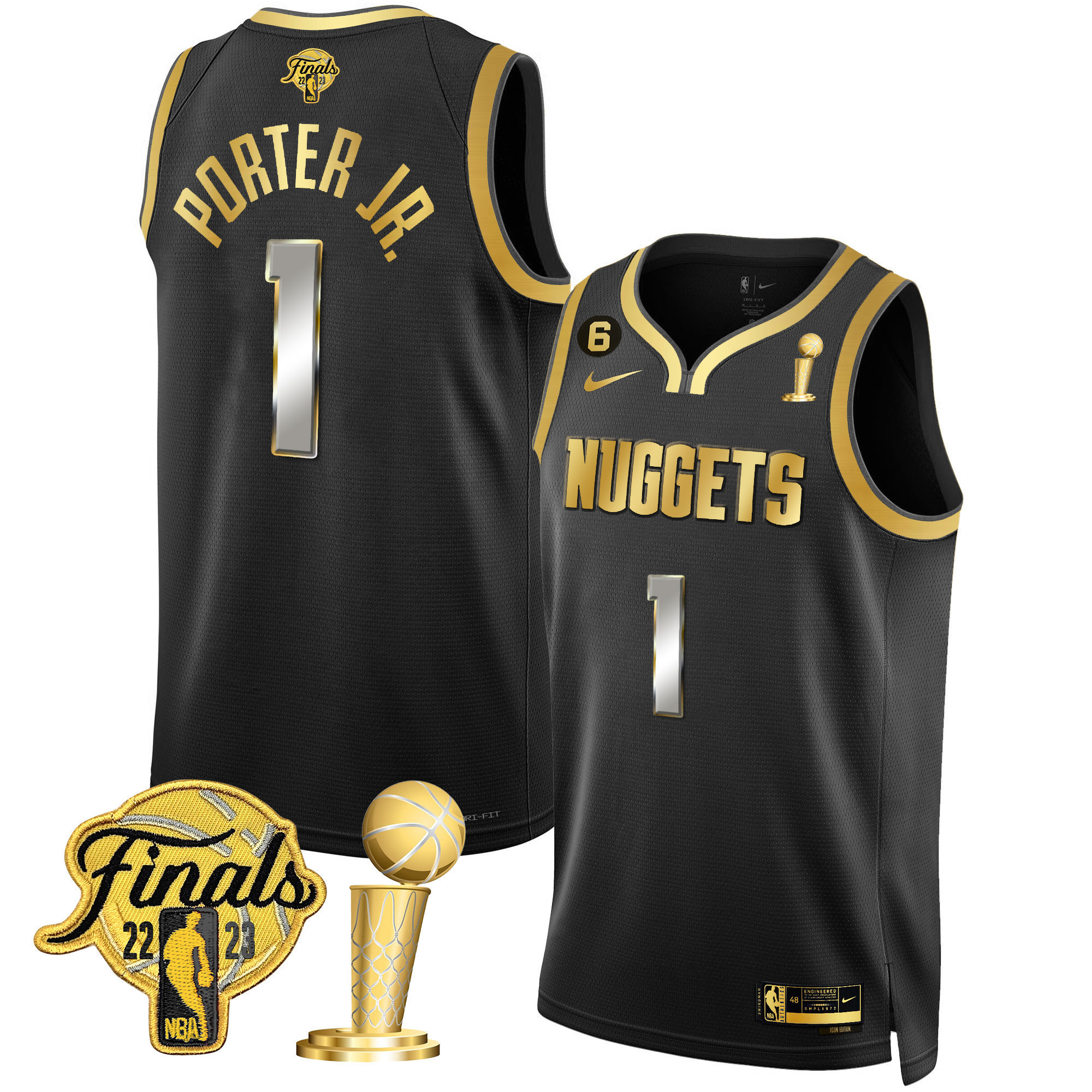 Porter Jr. Youth's Denver Nuggets 2023 Finals & Champions Patch Gold Black Limited Jersey - All Stitched