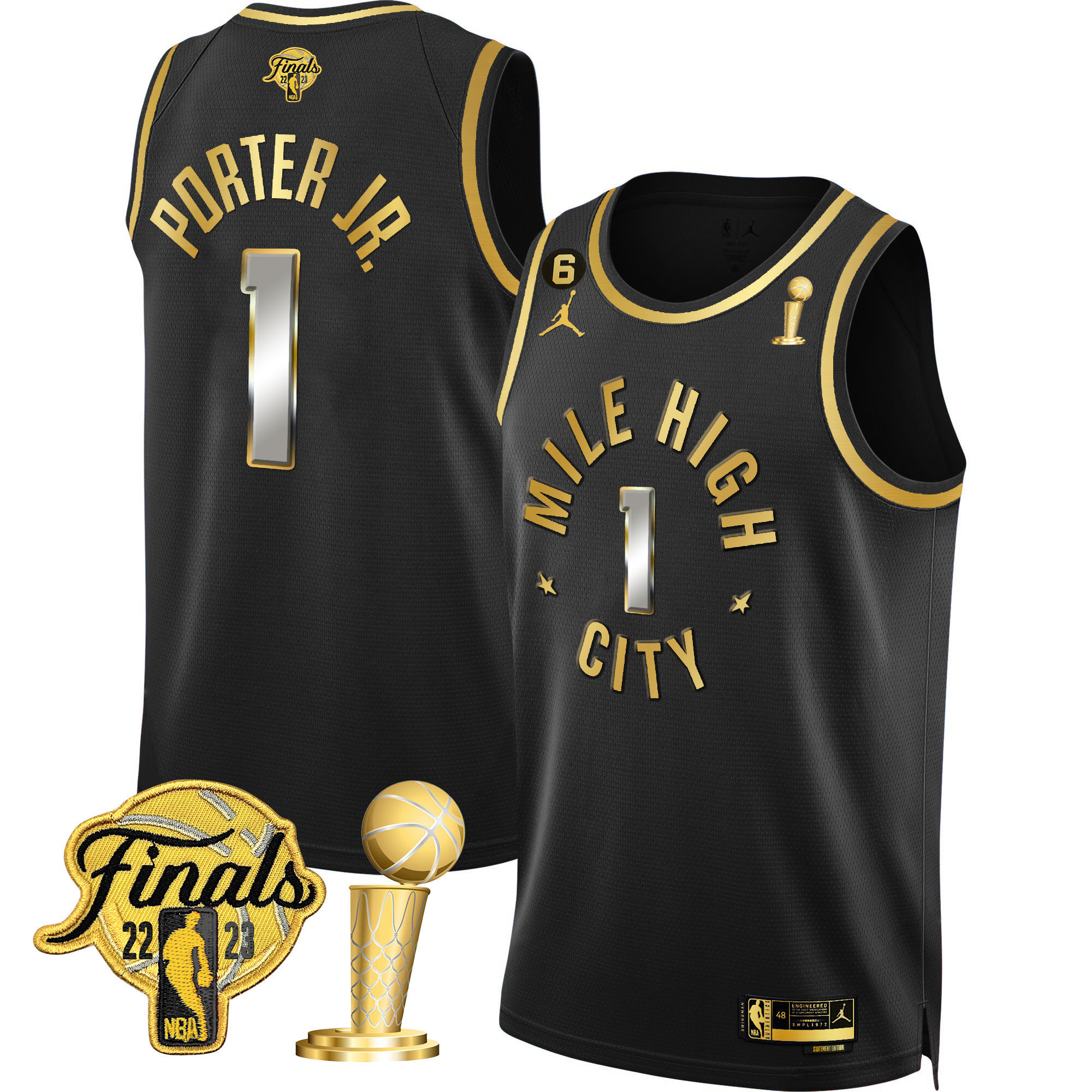 Porter Jr. Youth's Denver Nuggets 2023 Finals & Champions Patch Gold Statement Limited Jersey - All Stitched