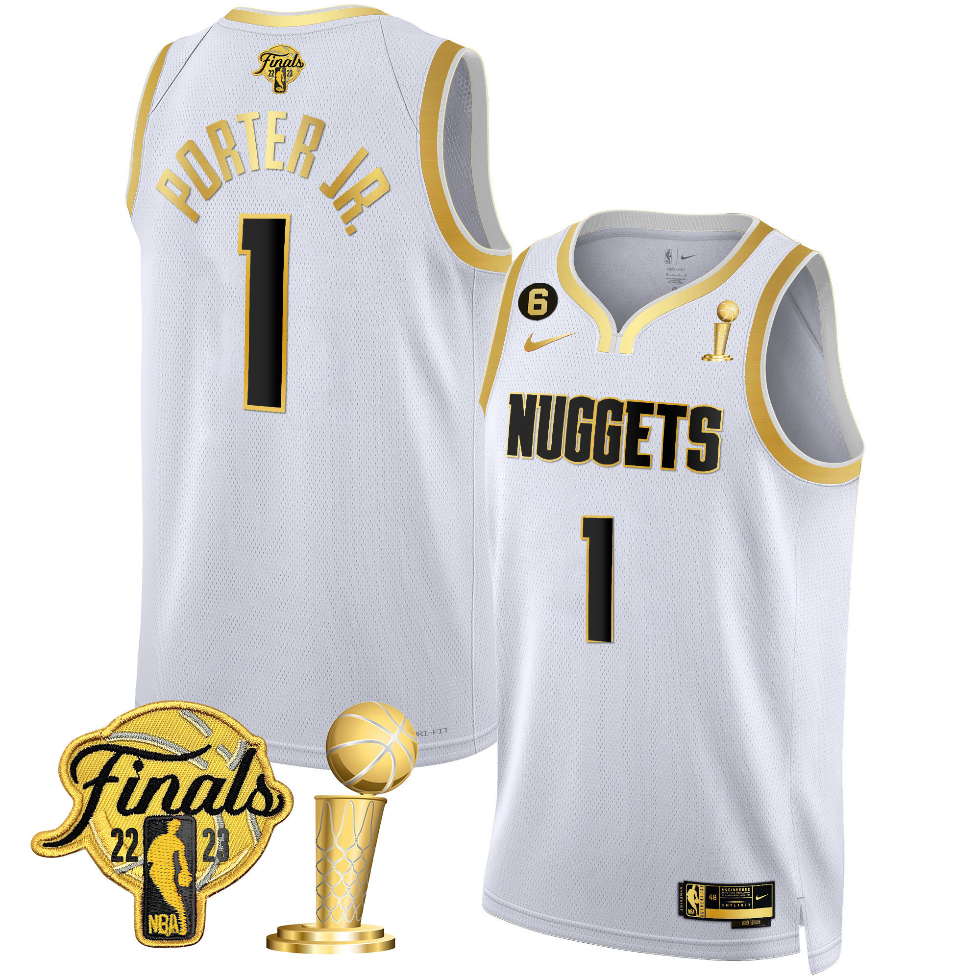 Porter Jr. Youth's Denver Nuggets 2023 Finals & Champions Patch Gold White Gold Jersey - All Stitched