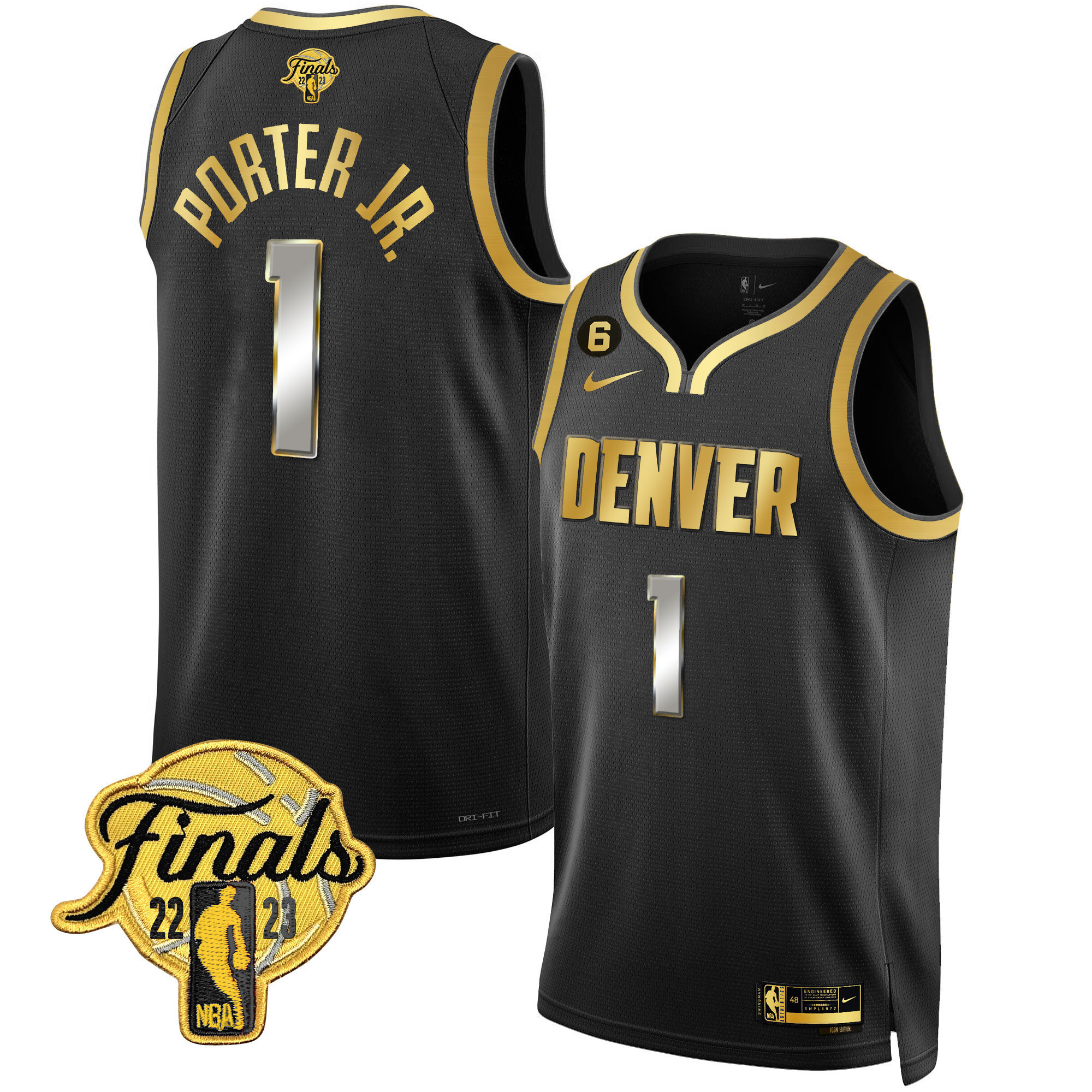 Porter Jr. Youth's Denver Nuggets 2023 Finals Patch Collection Black Limited Jersey - All Stitched
