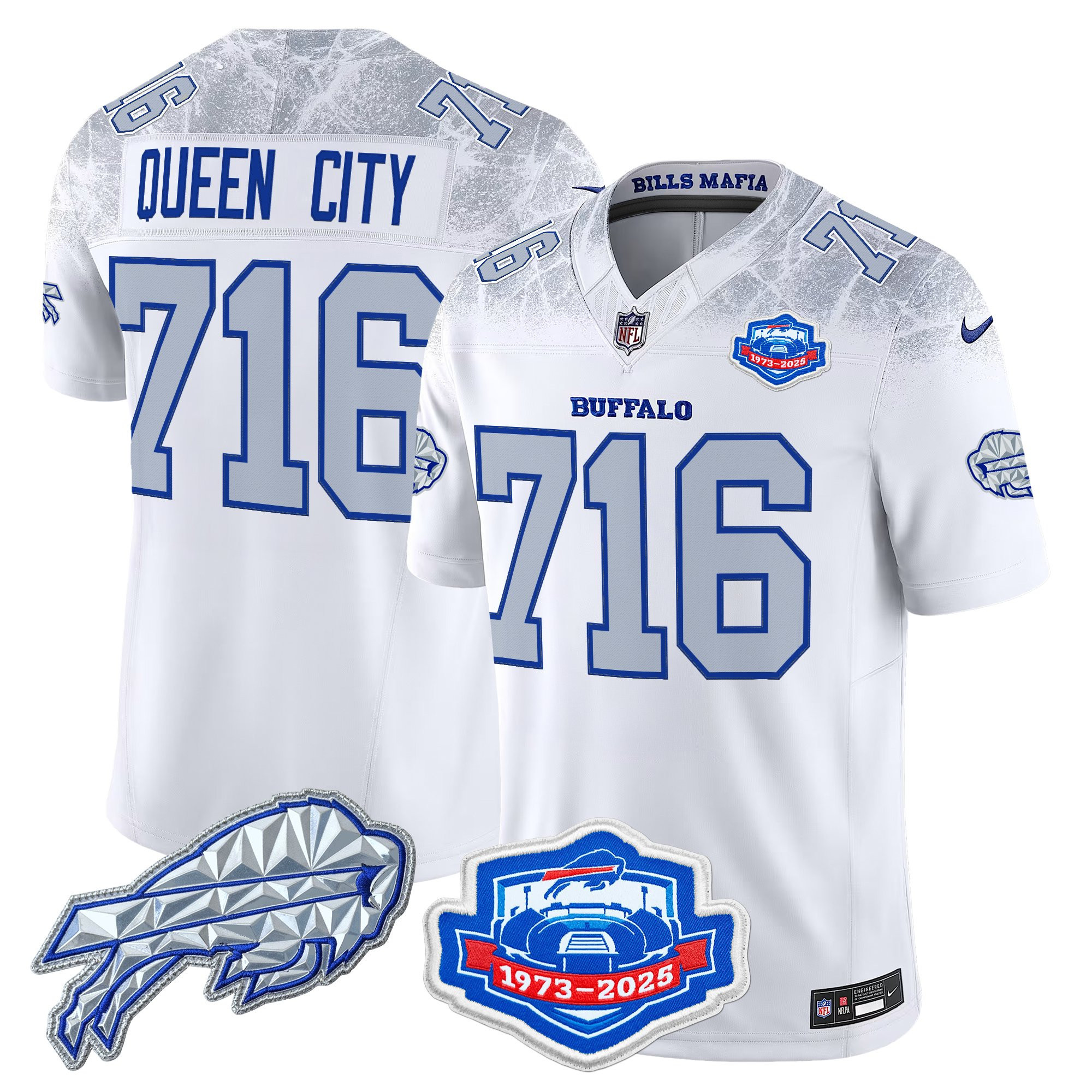 Queen City 716 Men's Buffalo Bills 2025 Rivalries Vapor Limited Cold Front Jersey - Farewell Season Patch - All Stitched
