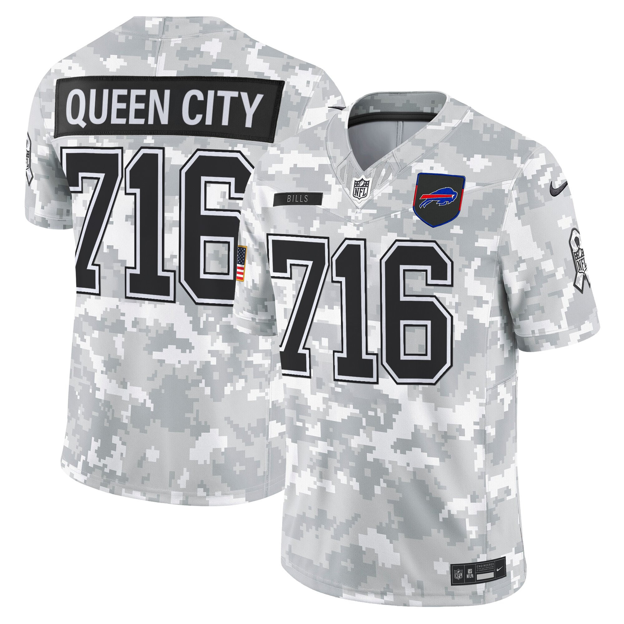 Queen City 716 Men's Buffalo Bills 2025 Salute to Service Vapor Limited Arctic Camo Jersey - All Stitched