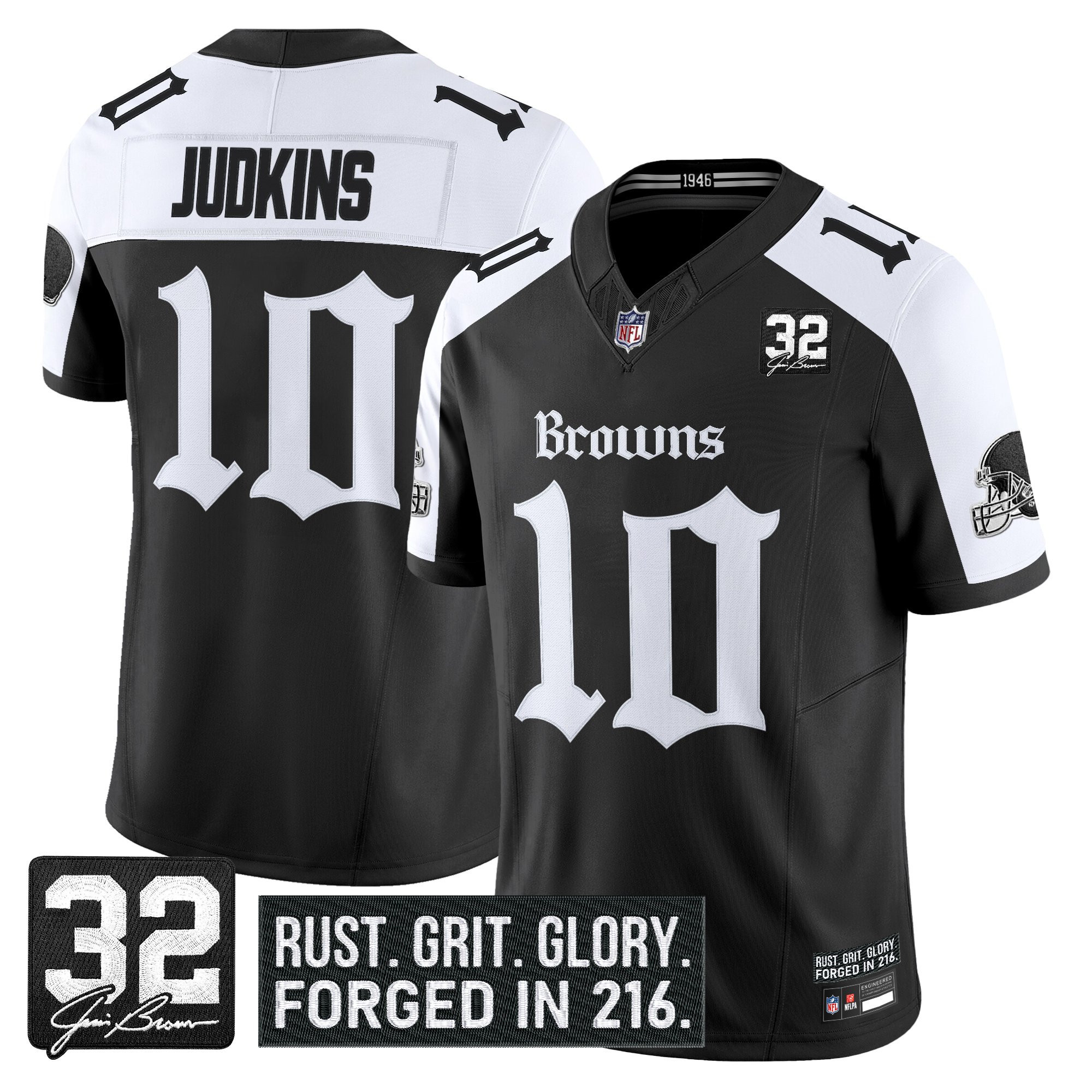 Quinshon Judkins Men's Cleveland Browns Gothic Dawg Shadows Drop Vapor Limited Alternate Jersey - All Stitched