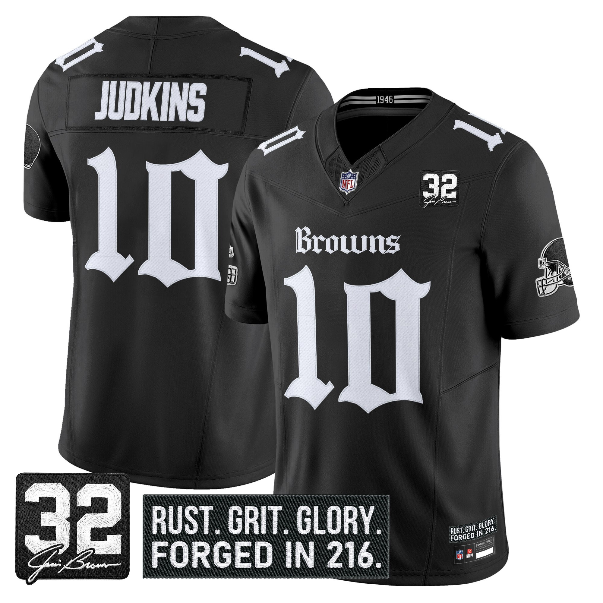 Quinshon Judkins Men's Cleveland Browns Gothic Dawg Shadows Drop Vapor Limited Black Jersey - All Stitched
