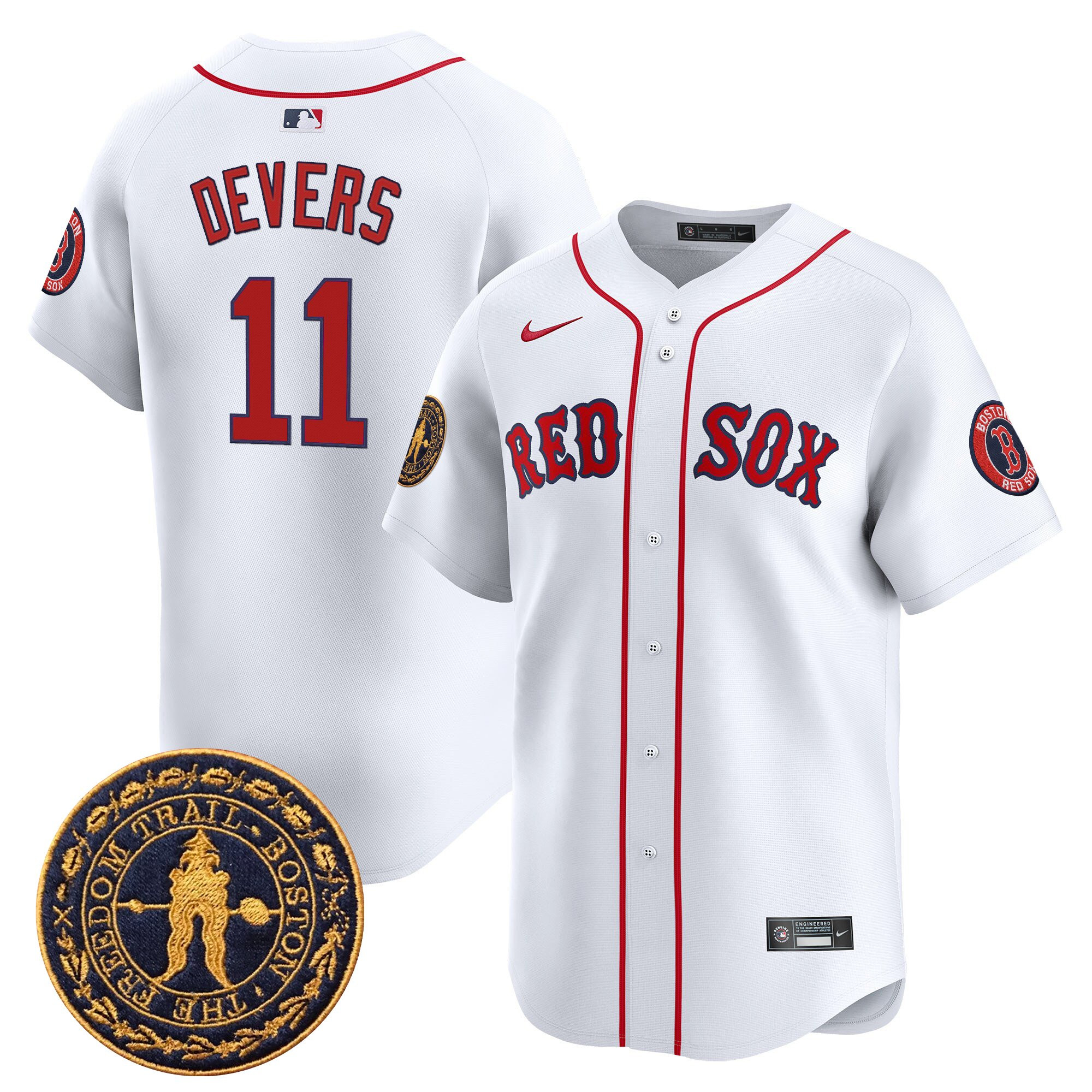 Rafael Devers Men's Boston Red Sox Freedom Trail Patch Vapor Premier Limited White Jersey - All Stitched