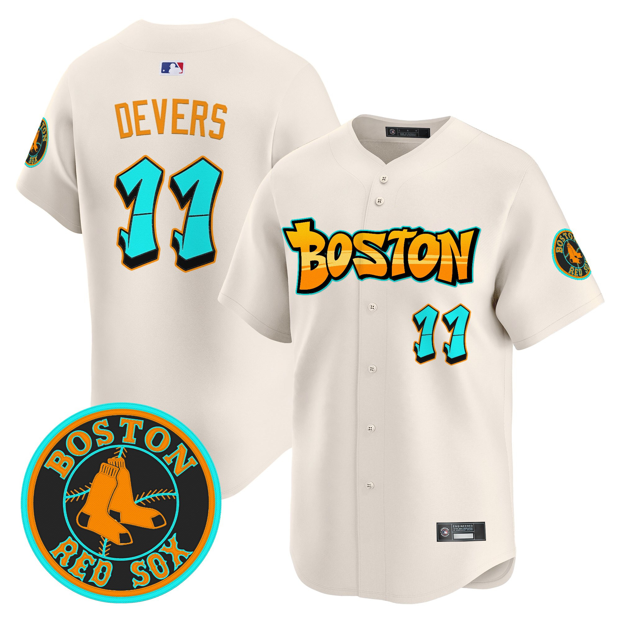 Rafael Devers Men's Boston Red Sox 'Graffiti Streetstyle Edition Vapor Premier Limited Cream Jersey - All Stitched
