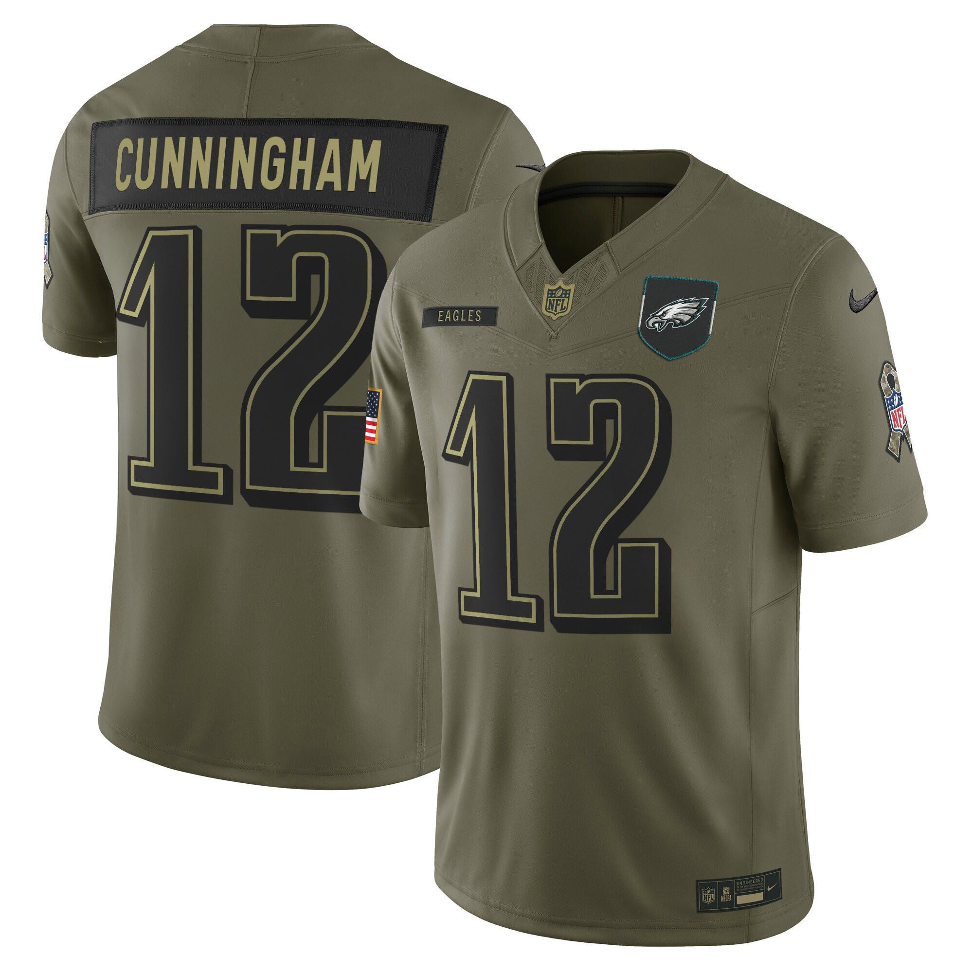Randall Cunningham Men's Philadelphia Eagles 2025 Salute to Service Limited Olive Jersey - All Stitched