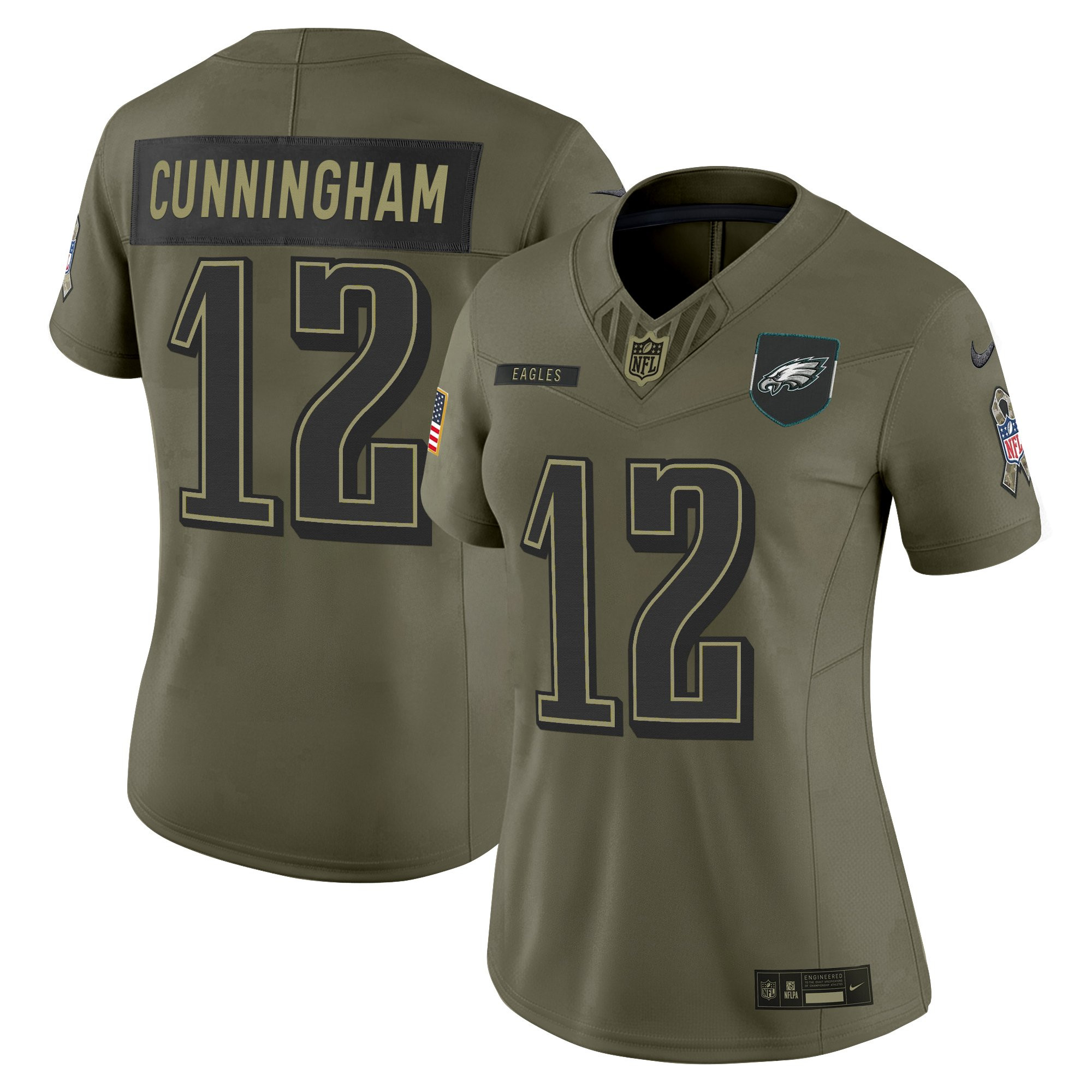 Randall Cunningham Women's Philadelphia Eagles 2025 Salute to Service Limited Olive Jersey - All Stitched