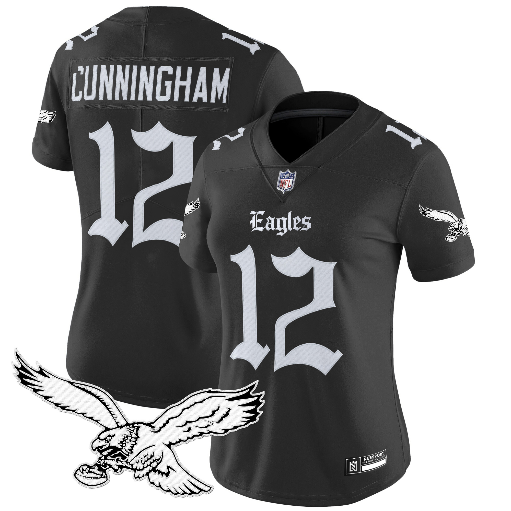 Randall Cunningham Women's Philadelphia Eagles Gothic Philly Edition Vapor Limited Black Jersey - All Stitched