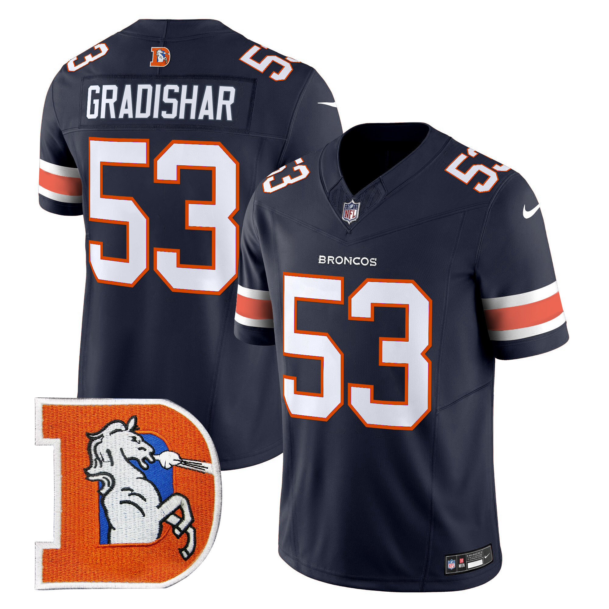 Randy Gradishar Men's Denver Broncos Throwback Vapor Limited Navy Jersey V2 - All Stitched
