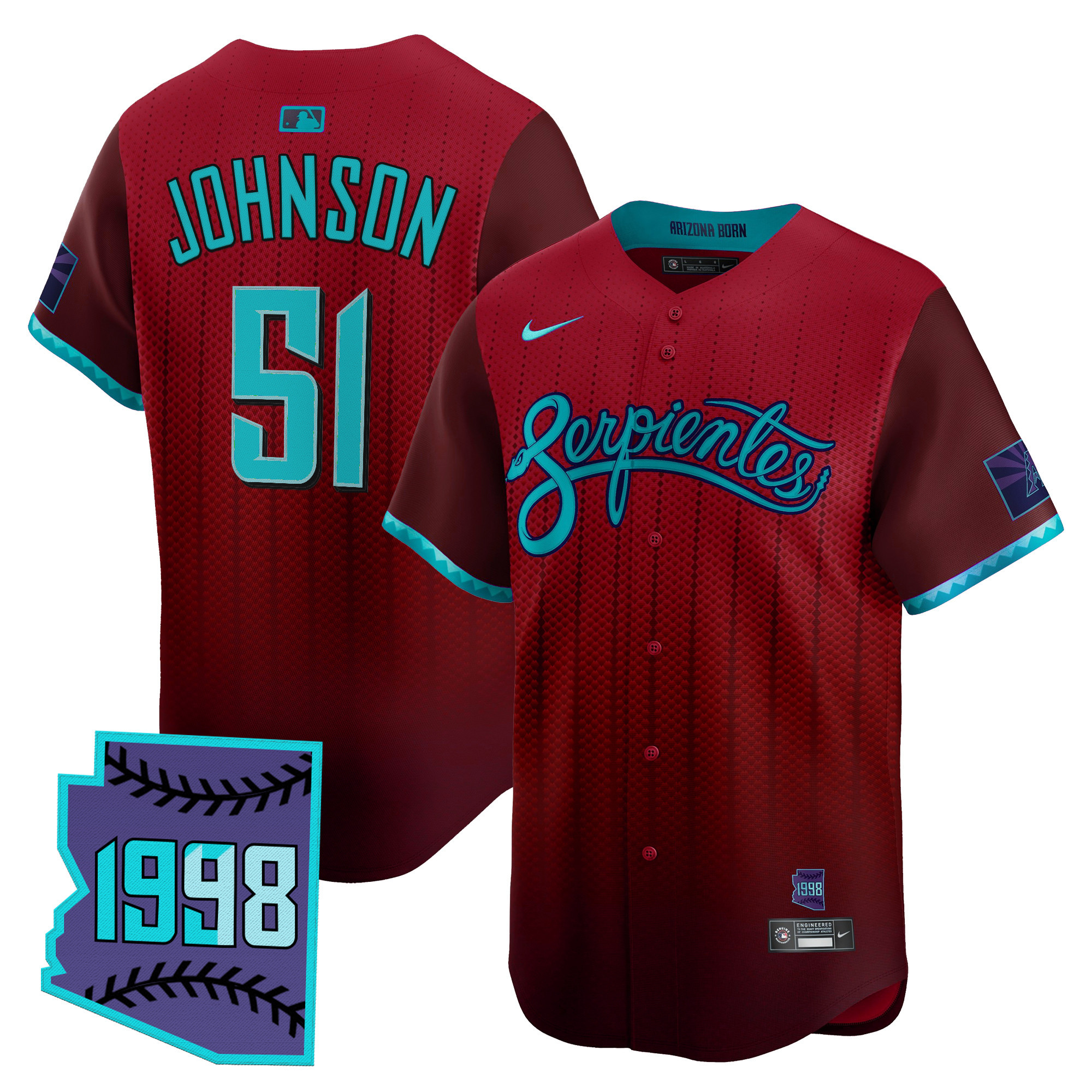 Randy Johnson Men's Arizona Diamondbacks 2025 City Connect Vapor Premier Limited Red Jersey V2 - Stitched