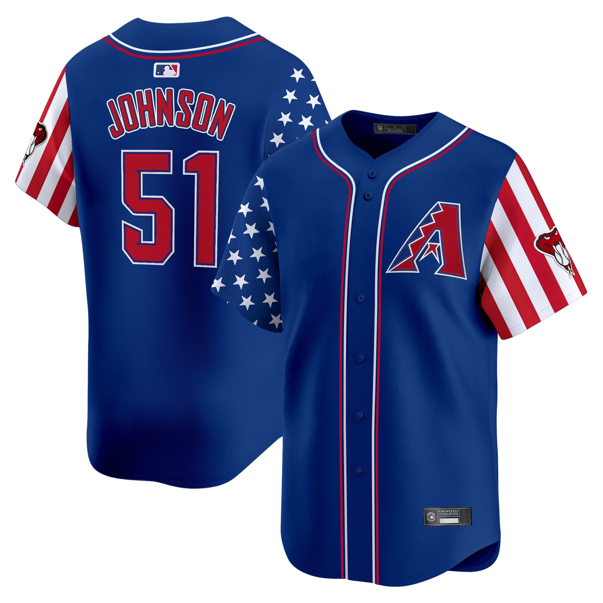 Randy Johnson Men's Arizona Diamondbacks 2025 Independence Day Vapor Premier Limited Royal Jersey - All Stitched