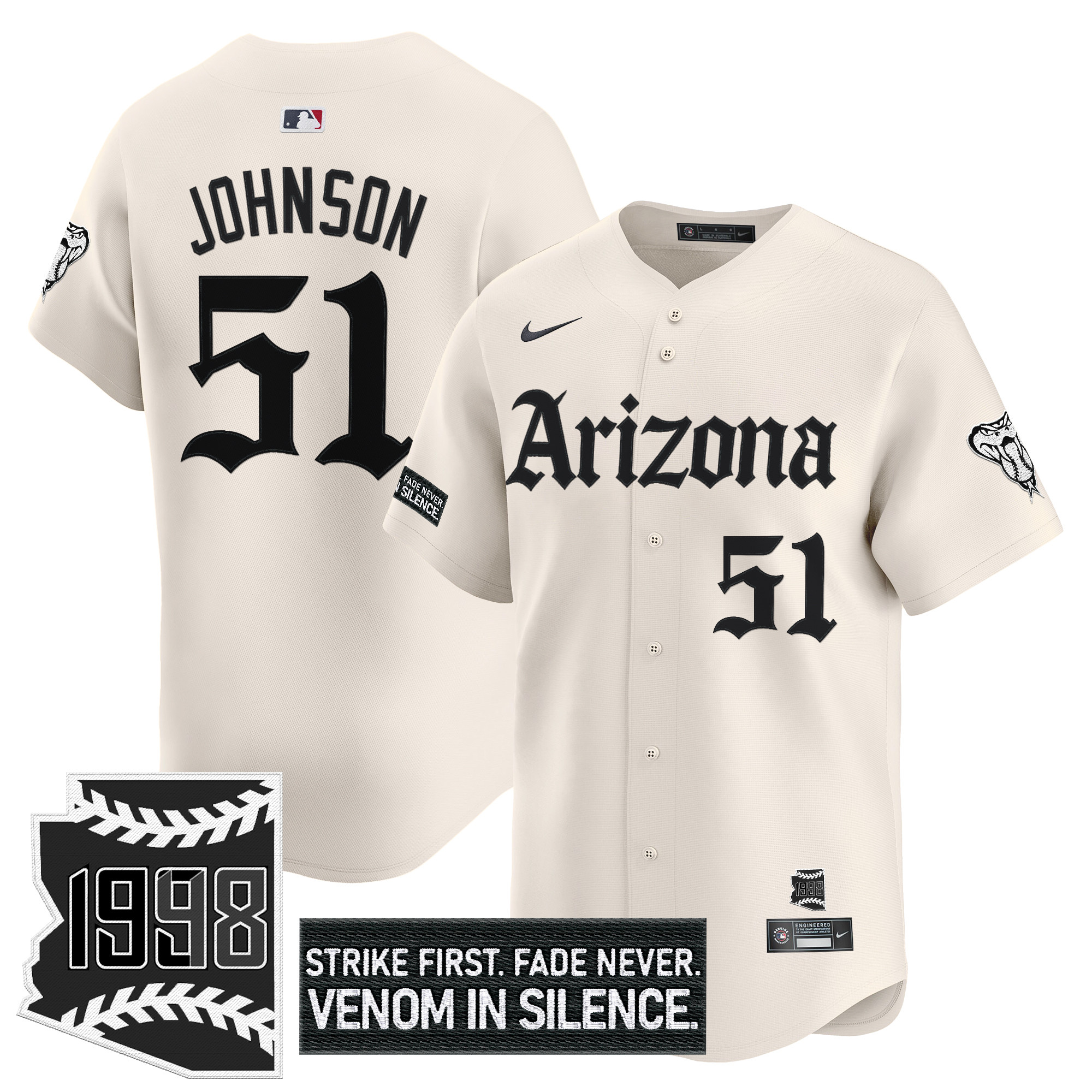 Randy Johnson Men's Arizona Diamondbacks Gothic Desert Fang Edition Vapor Premier Limited Cream Jersey - All Stitched