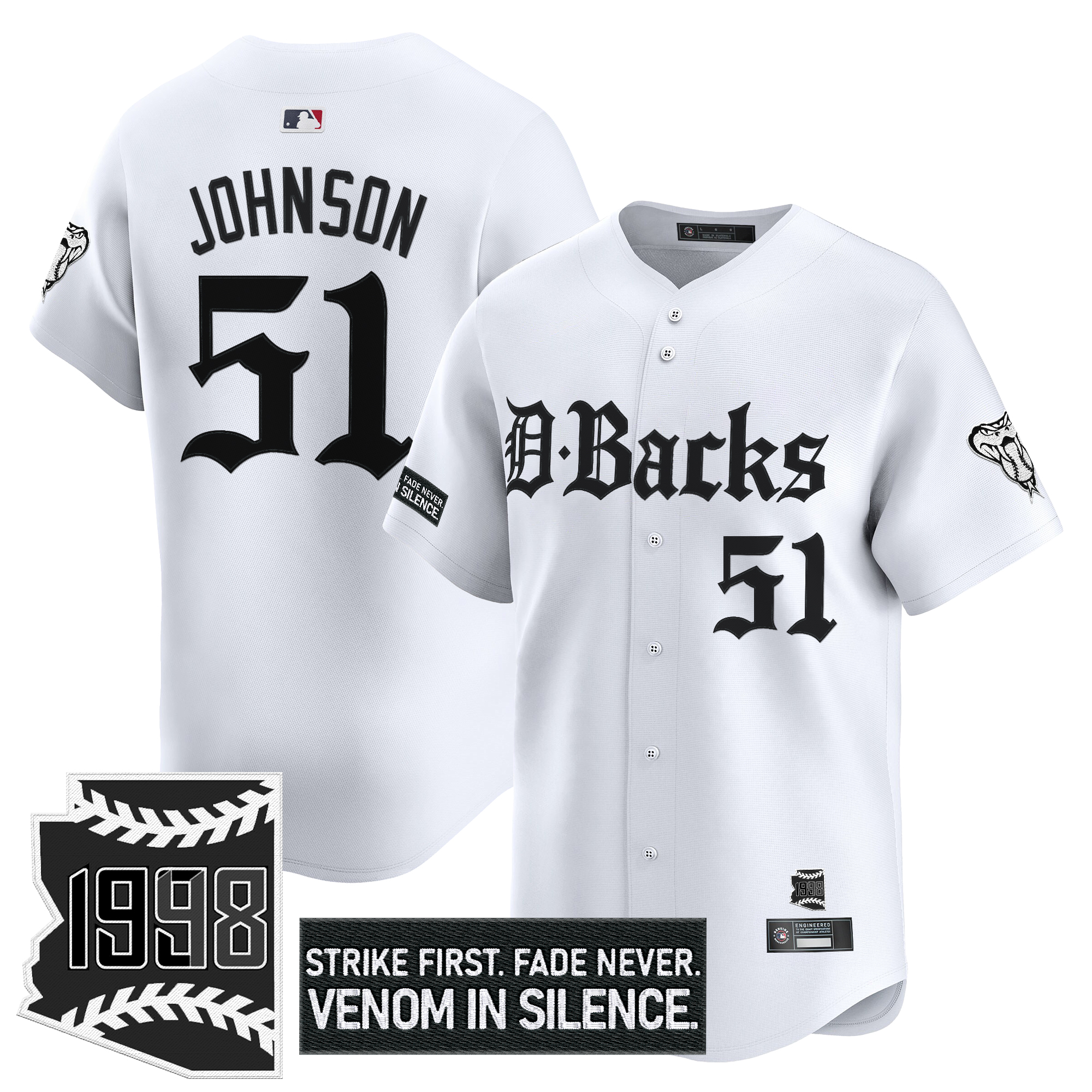 Randy Johnson Men's Arizona Diamondbacks Gothic Desert Fang Edition Vapor Premier Limited White Jersey V2 - All Stitched