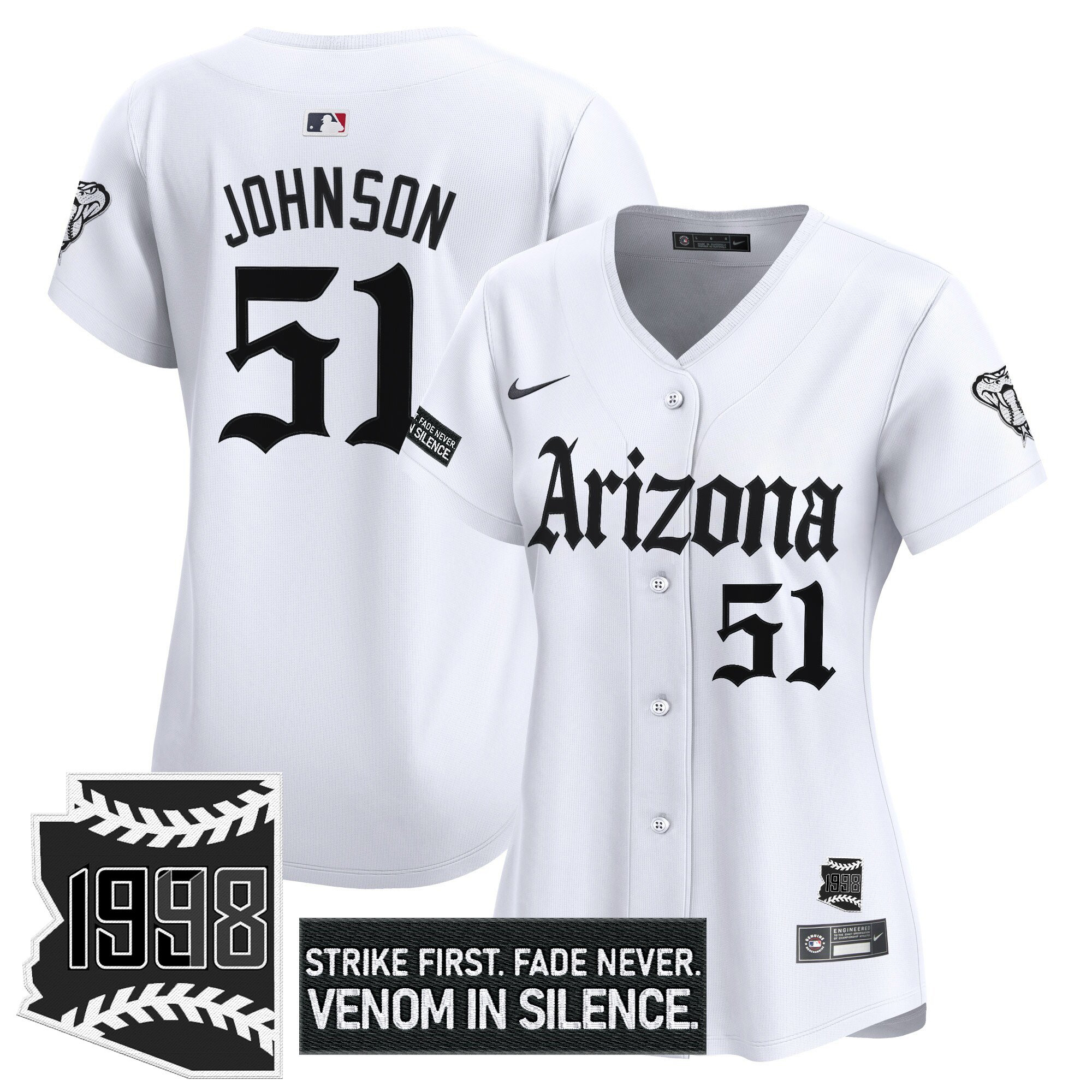 Randy Johnson Women's Arizona Diamondbacks Gothic Desert Fang Edition Vapor Premier Limited White Jersey - All Stitched