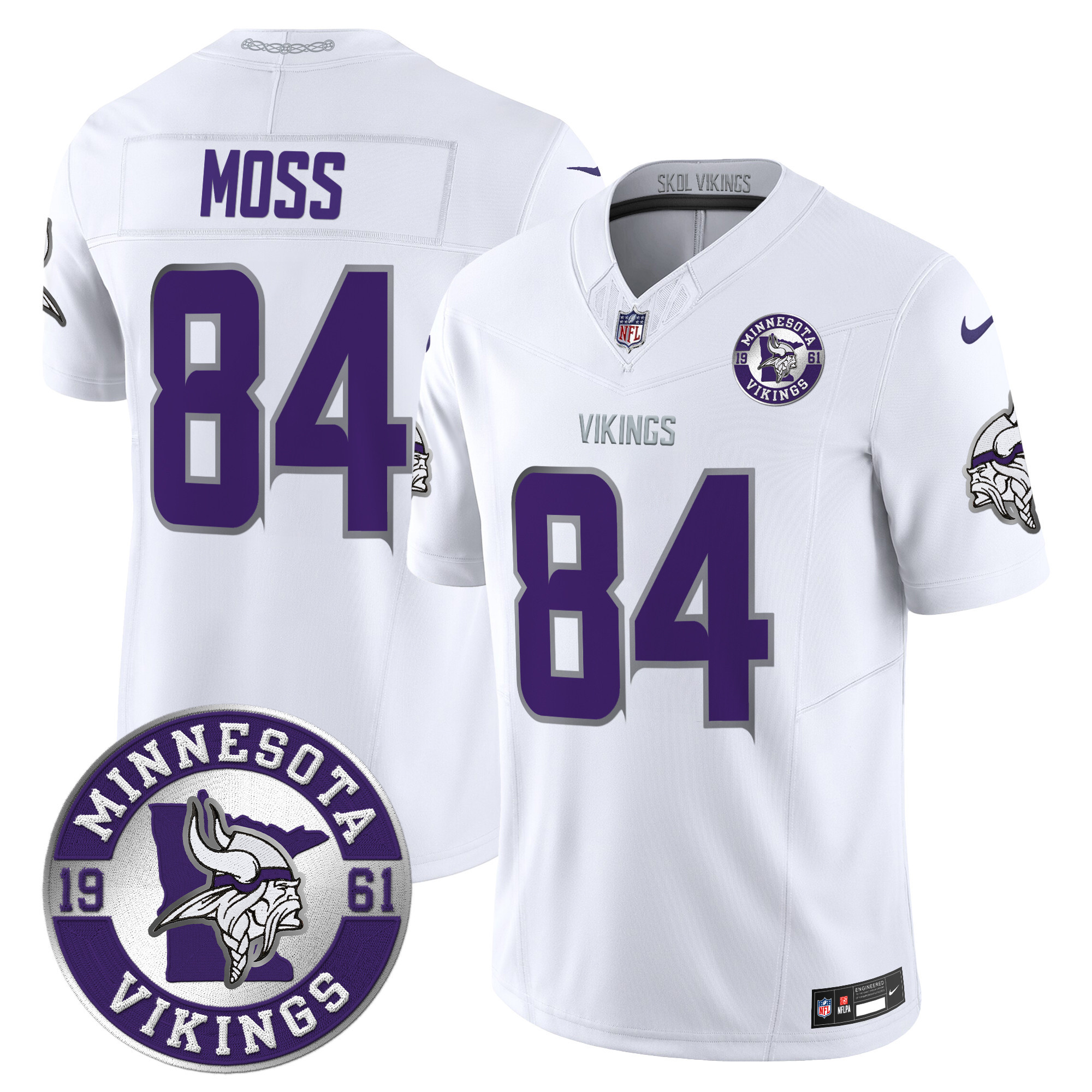 Randy Moss Men's Minnesota Vikings 2024 Vapor Limited Winter Warrior Jersey V2 - Est. 1961 Patch - All Stitched