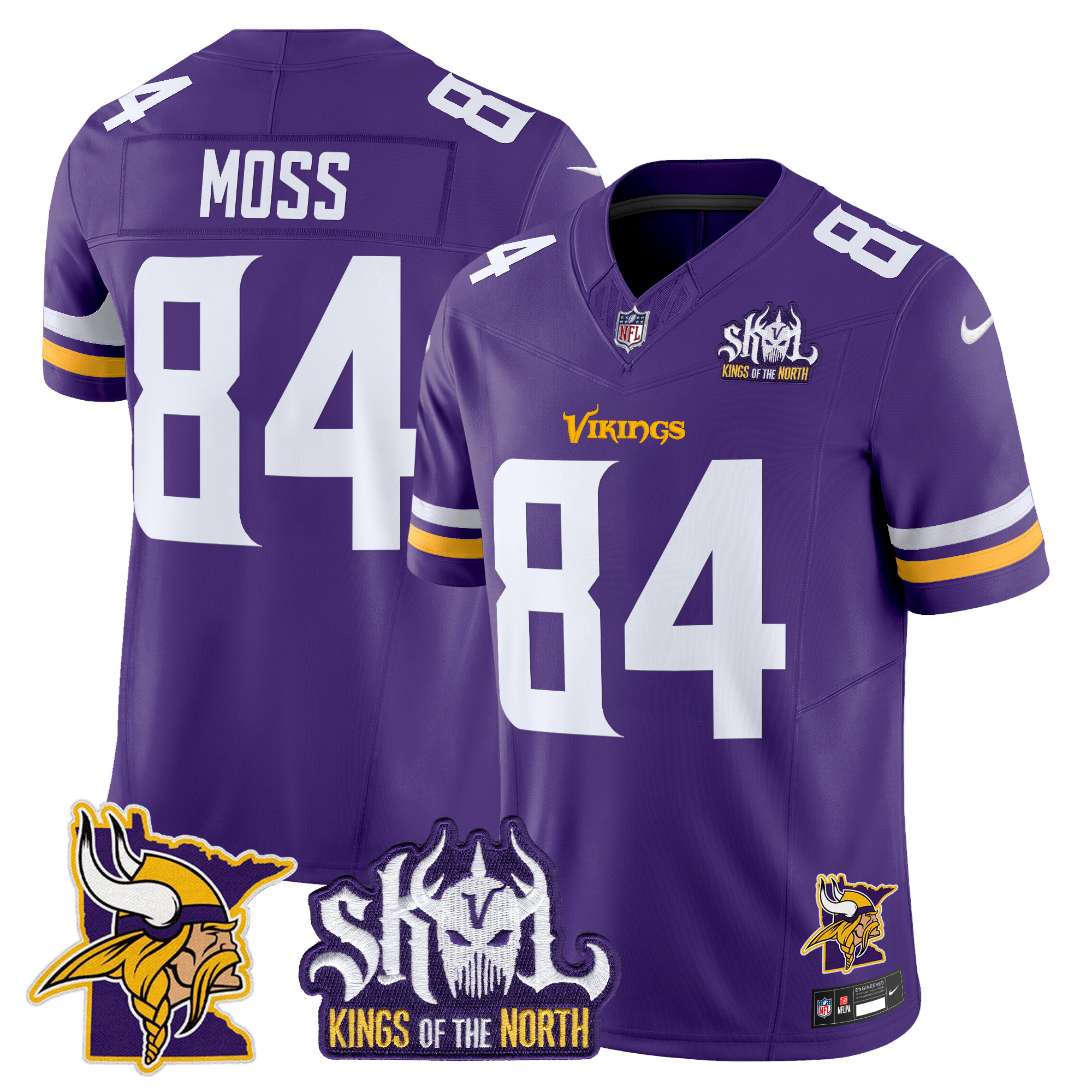 Randy Moss Men's Minnesota Vikings Kings Of The North Patch Vapor Limited Purple Jersey V3 - All Stitched