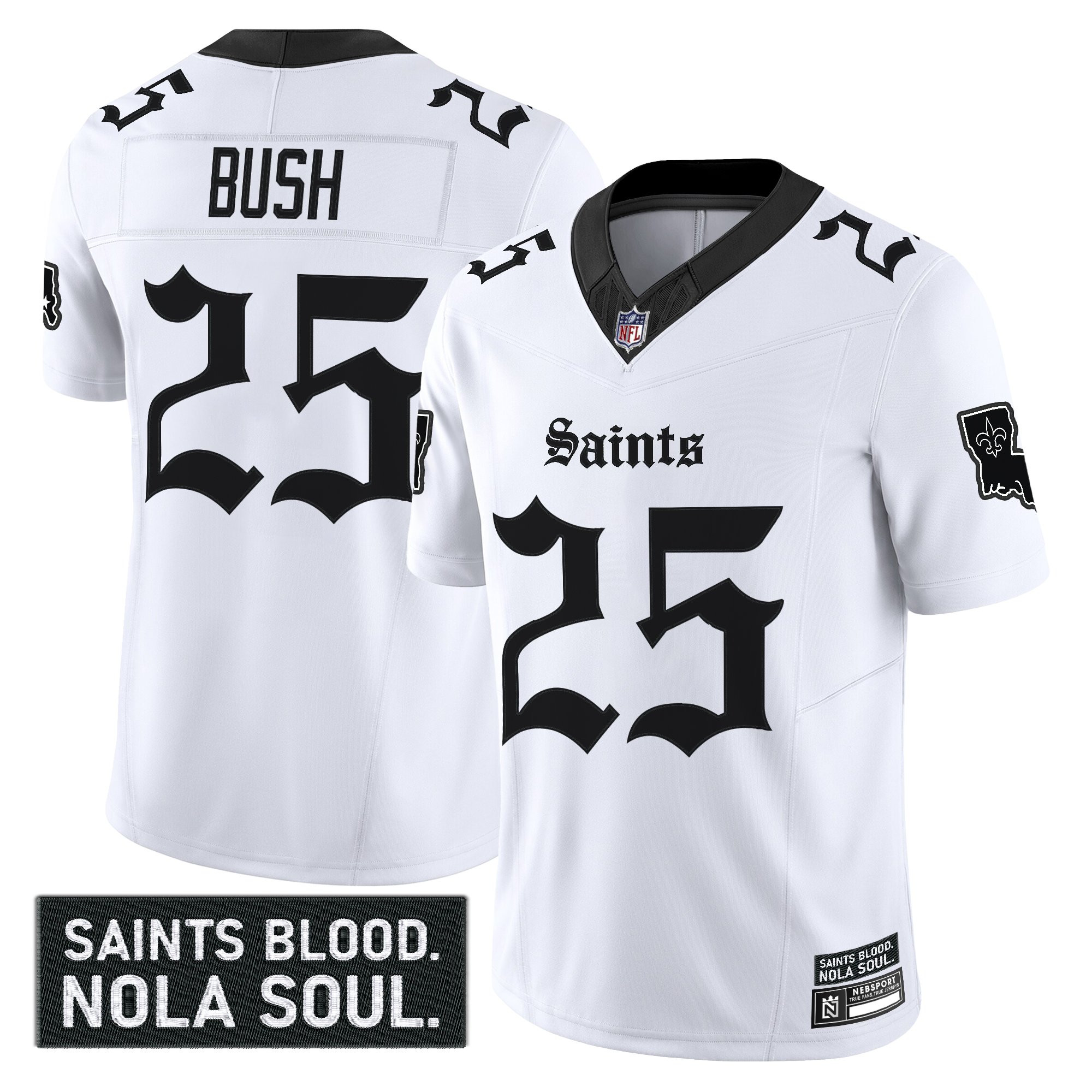 Reggie Bush Men's New Orleans Saints Gothic Vieux CarrÃƒÆ’Ã‚Â© Edition Vapor White Jersey - All Stitched