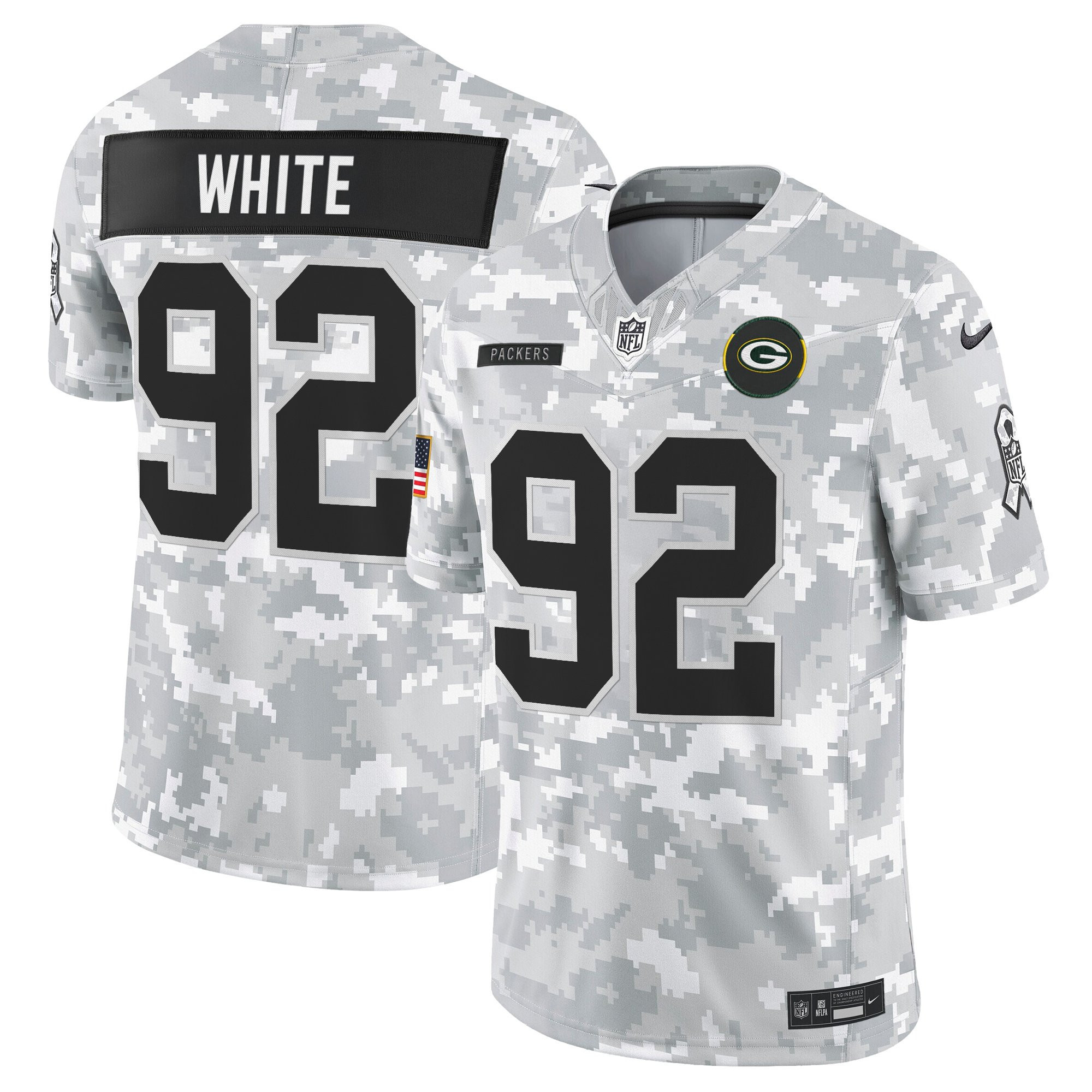 Reggie White Men's Green Bay Packers 2025 Salute to Service Vapor Limited Arctic Camo Jersey - All Stitched