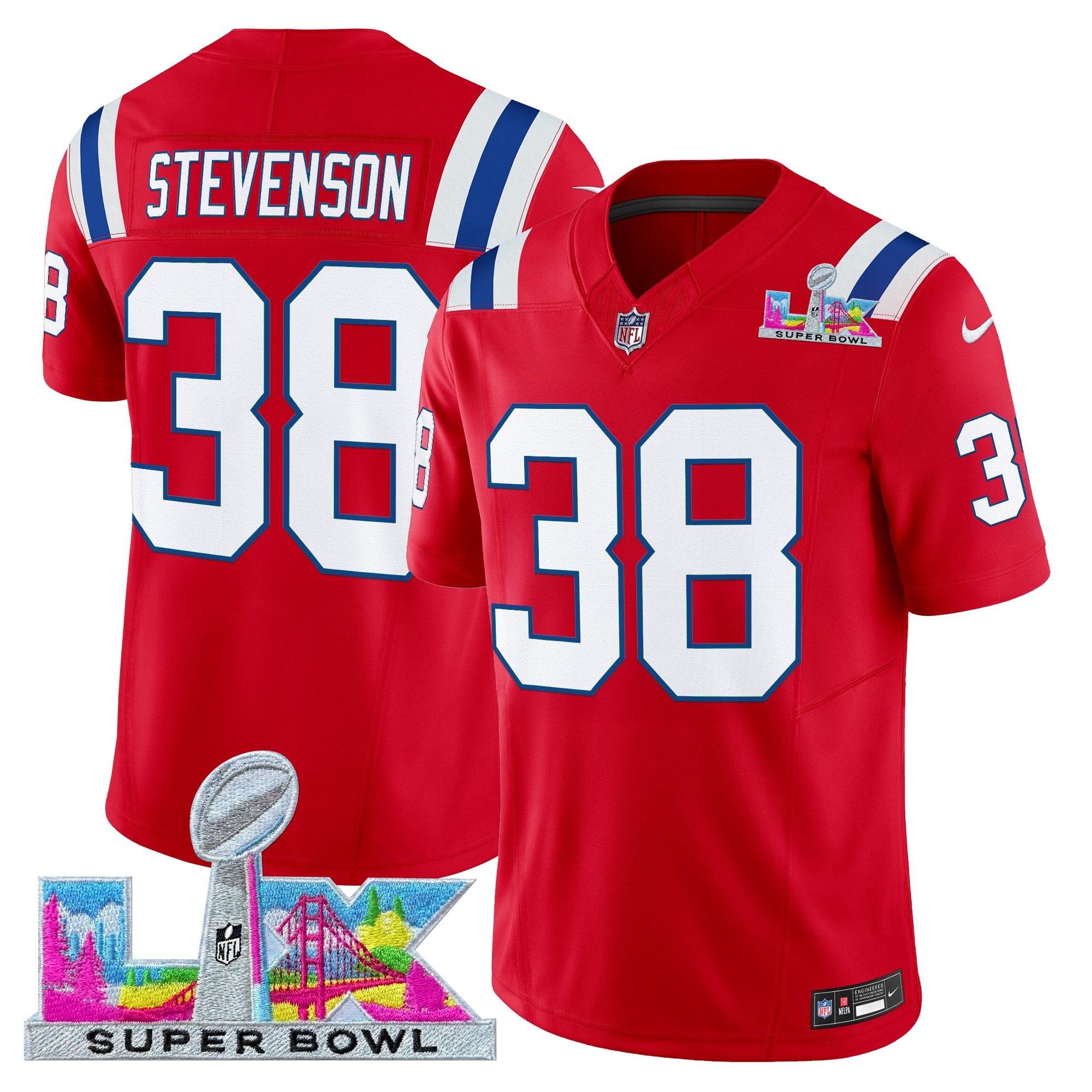 Rhamondre Stevenson Men's New England Patriots Super Bowl LX Vapor Limited Red Jersey - All Stitched