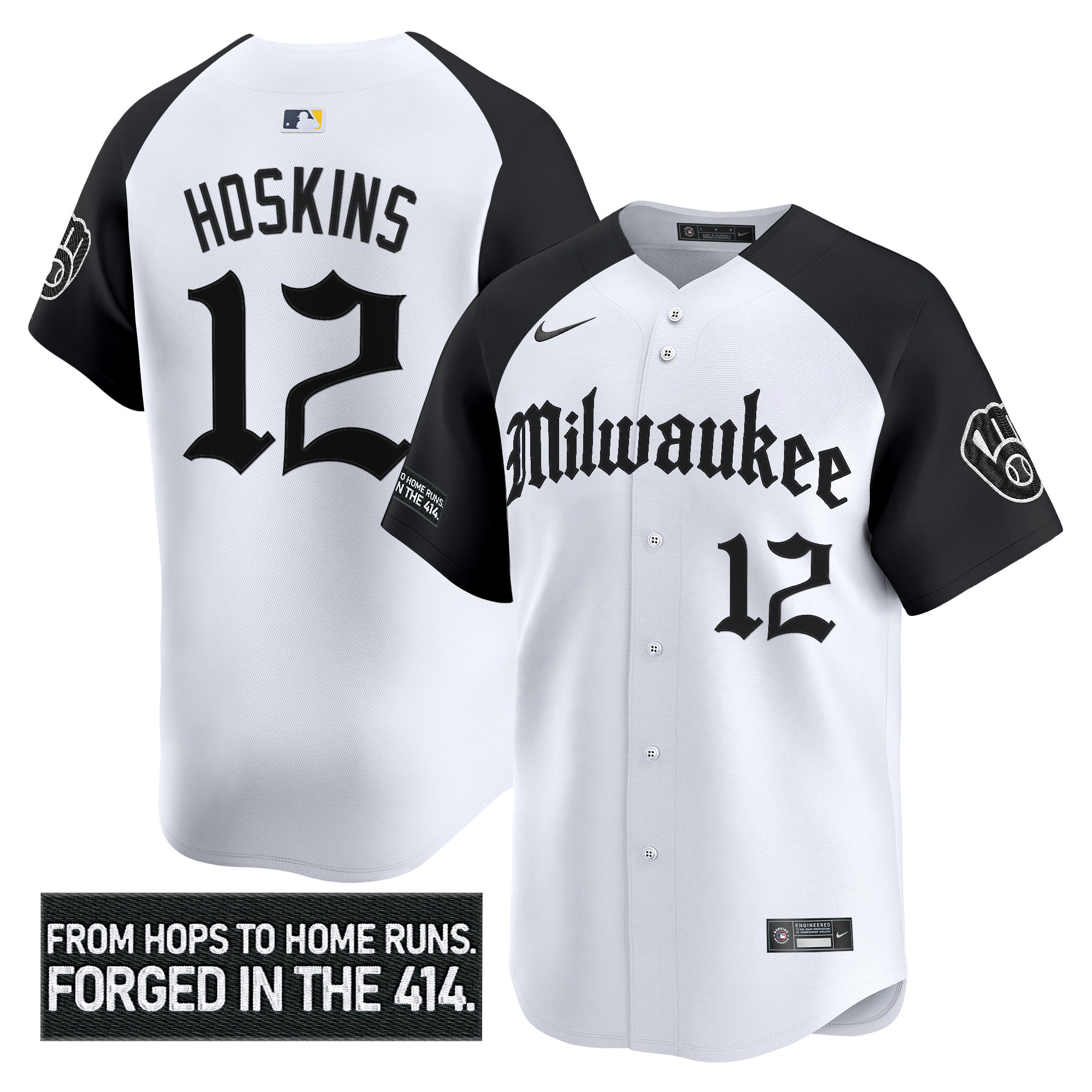 Rhys Hoskins Men's Milwaukee Brewers Gothic 414 Shadows Edition Vapor Premier Limited Alternate Jersey - All Stitched