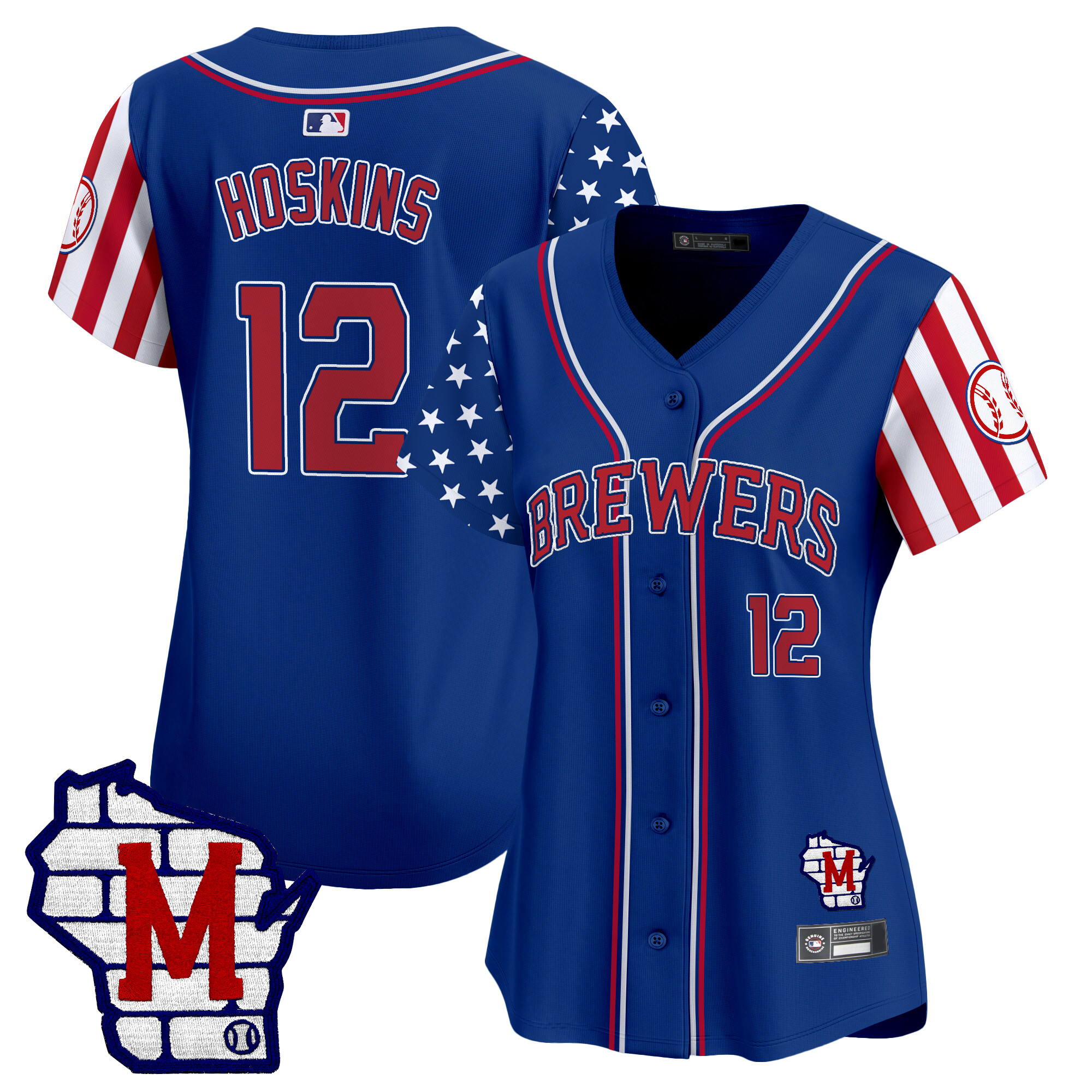 Rhys Hoskins Women's Milwaukee Brewers 2025 Independence Day Vapor Premier Limited Royal Jersey - All Stitched