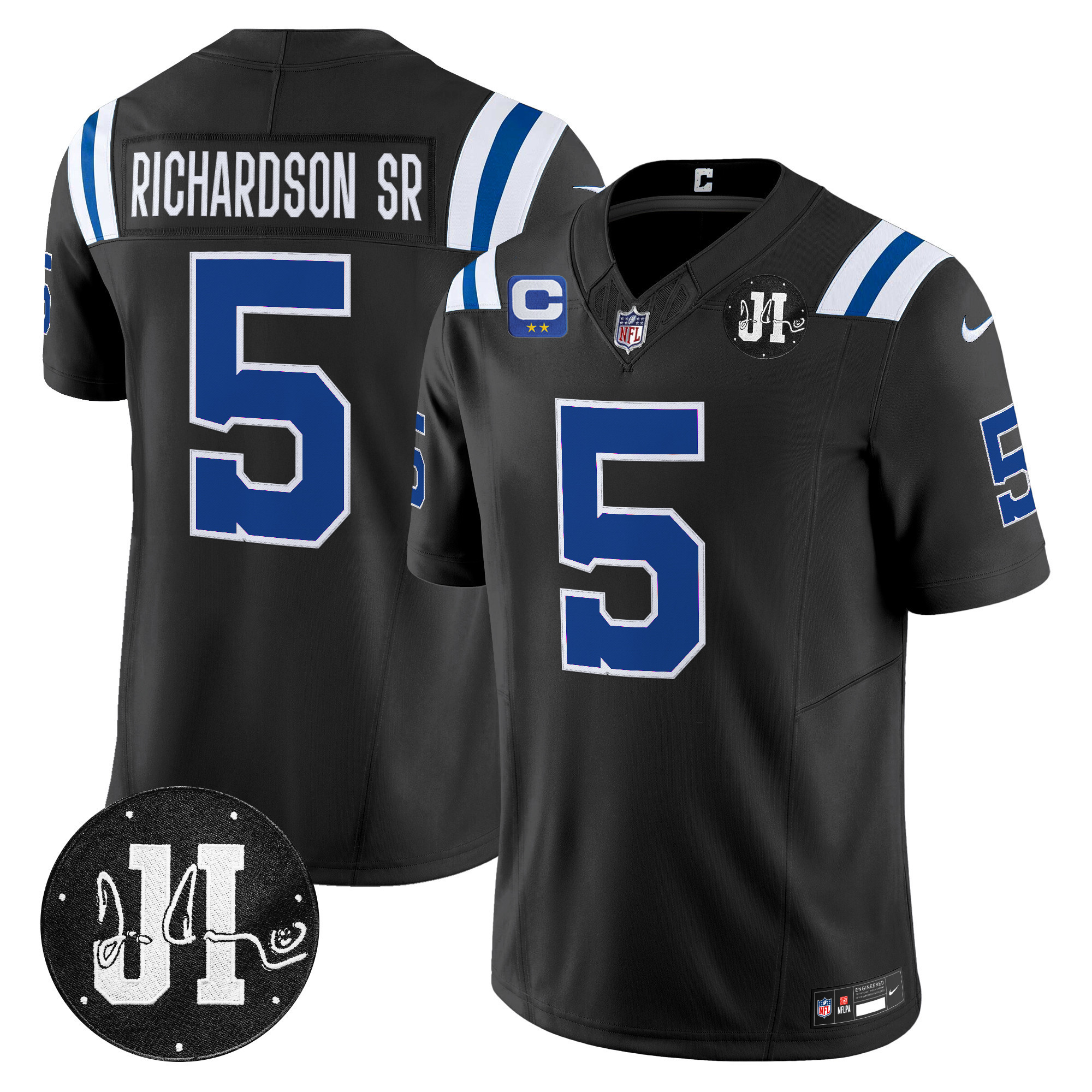 Richardson Sr. Men's Indianapolis Colts 2025 Jim Irsay Patch Vapor Limited Black Jersey - All Stitched