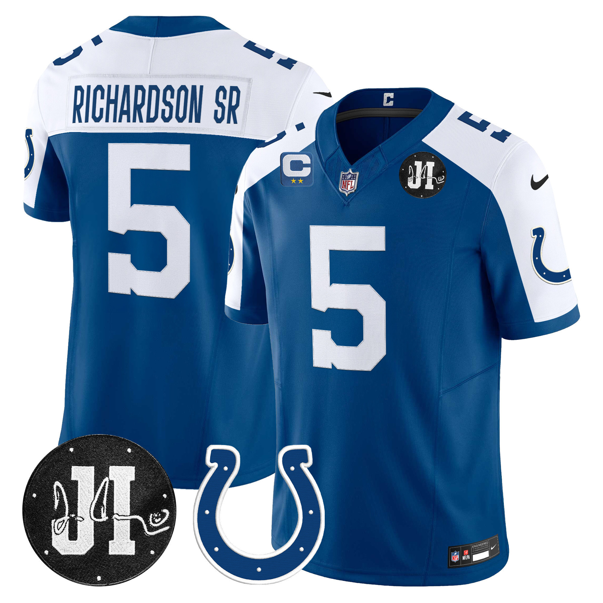 Richardson Sr. Men's Indianapolis Colts 2025 Jim Irsay Patch Vapor Limited Royal Alternate Jersey - All Stitched
