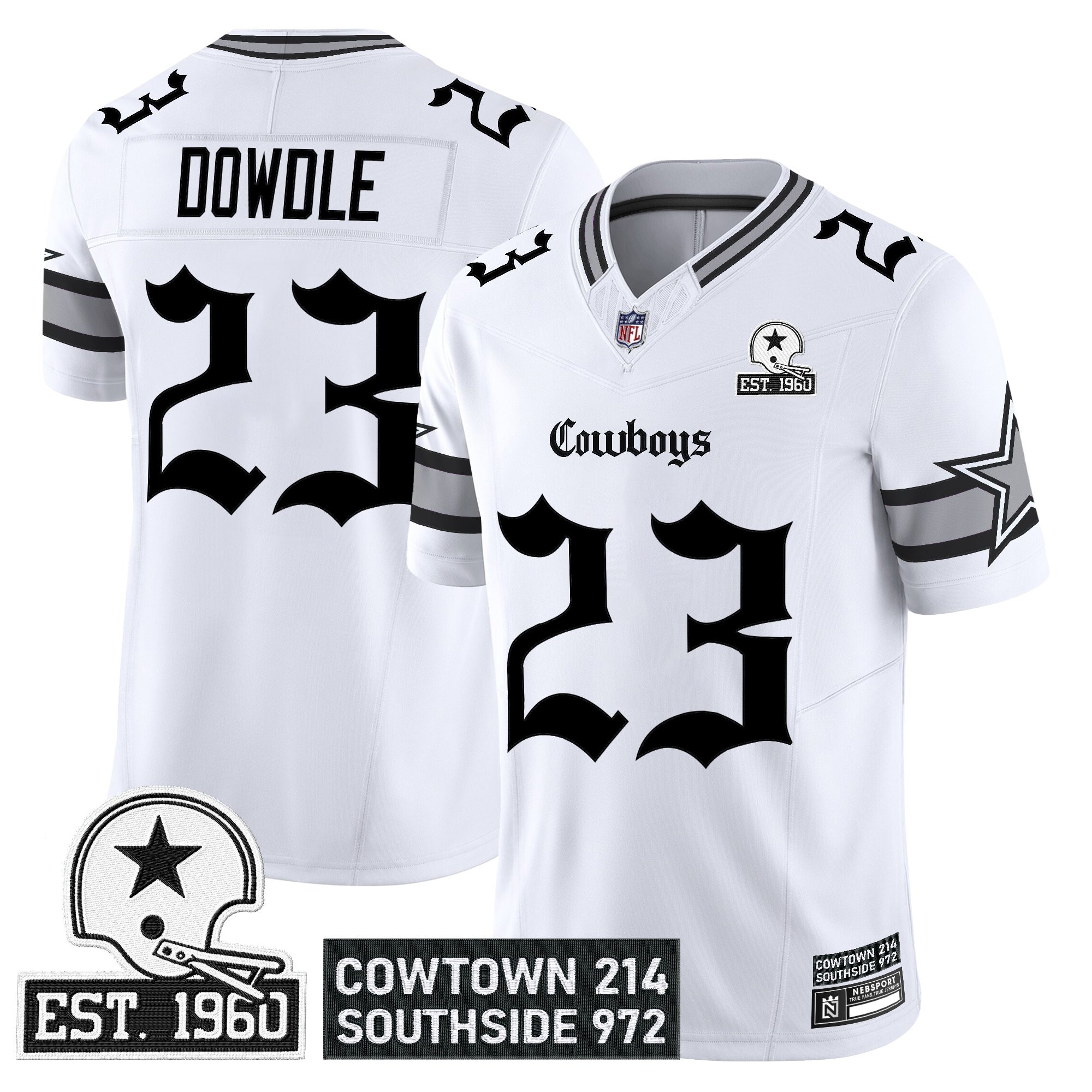Rico Dowdle Men's Dallas Cowboys Gothic Lone Star Edition Vapor Limited White Jersey - All Stitched