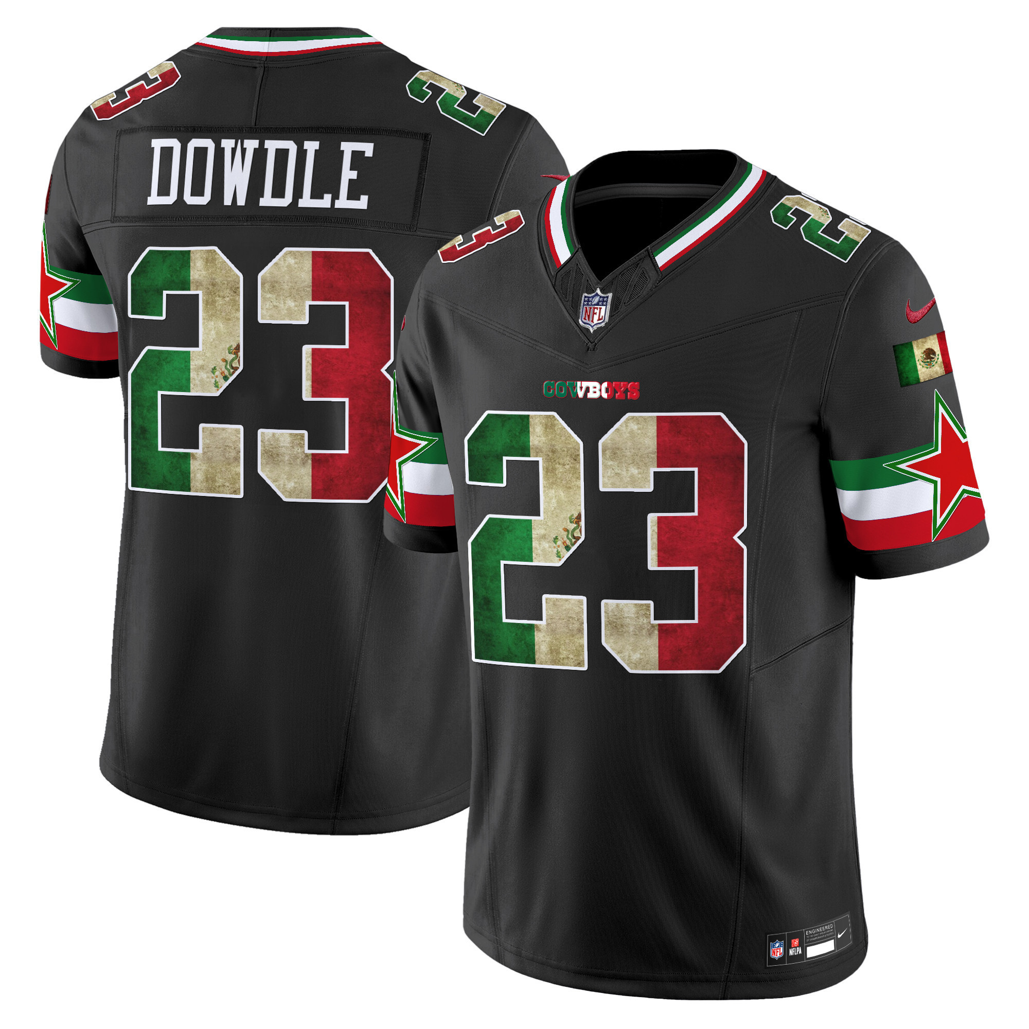 Rico Dowdle Men's Dallas Cowboys Mexico Vapor Limited Black Jersey V3 - All Stitched
