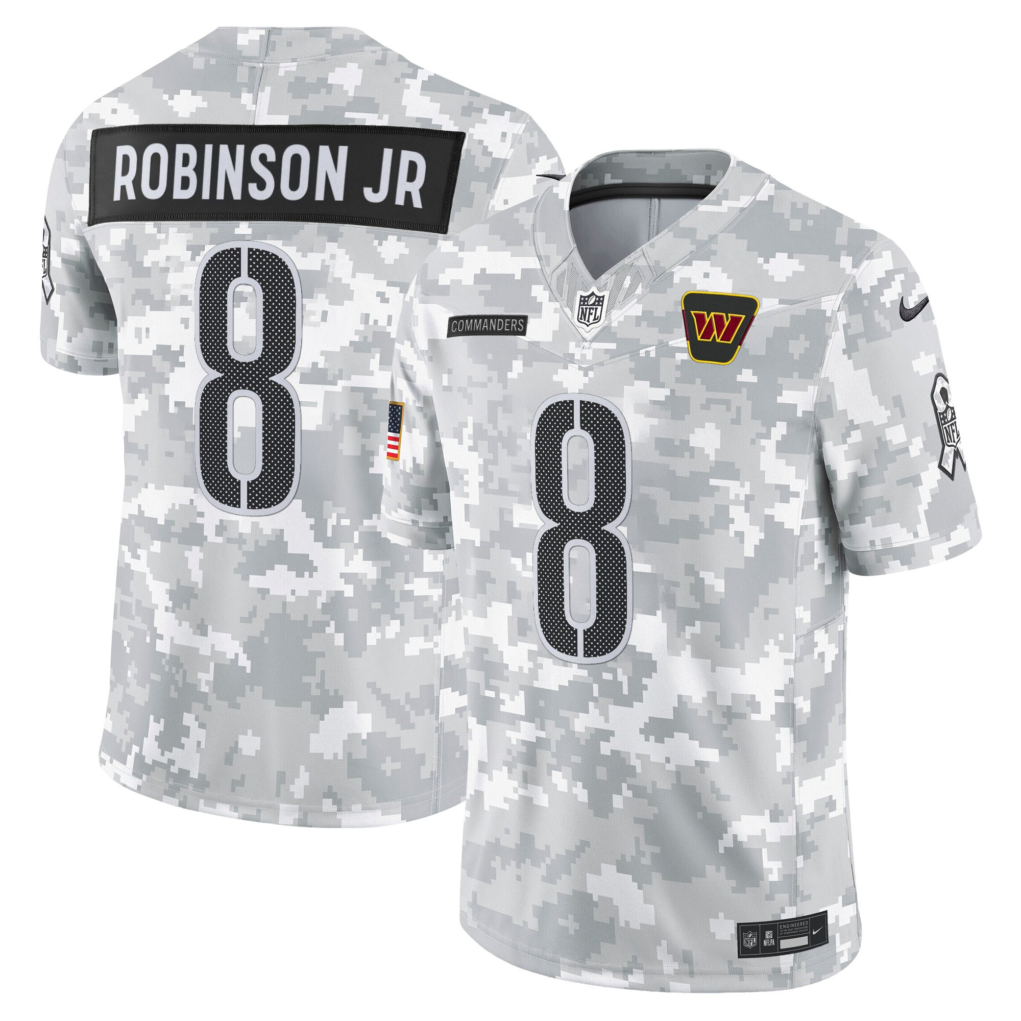 Robinson Jr. Men's Washington Commanders 2025 Salute to Service Vapor Limited Arctic Camo Jersey - All Stitched