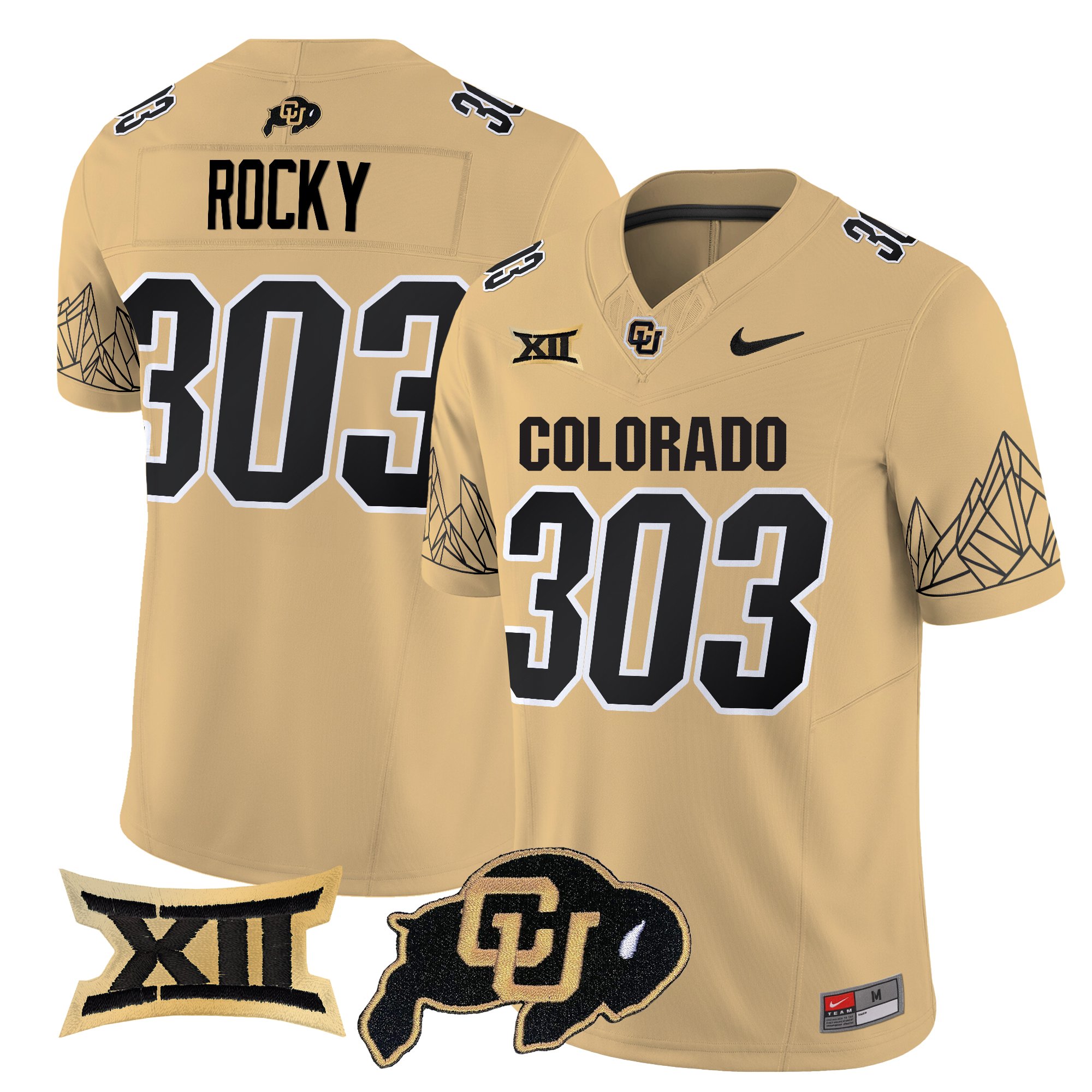 Rocky 303 Men's Colorado Buffaloes 2025 Vapor Limited Gold Jersey V2 - All Stitched