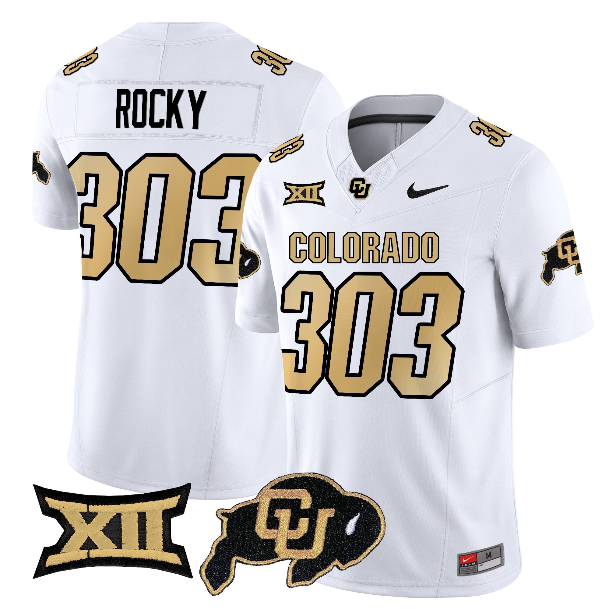 Rocky 303 Men's Colorado Buffaloes 2025 Vapor Limited White Jersey - All Stitched