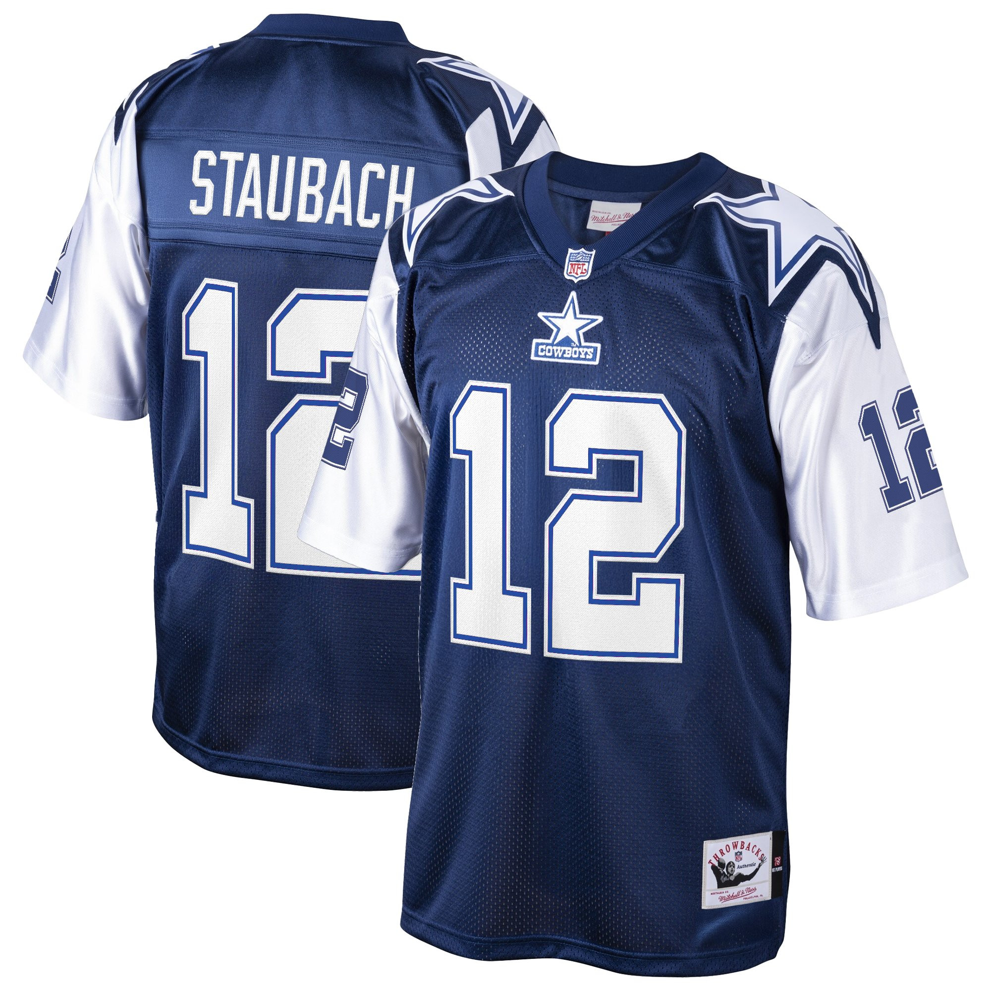 Roger Staubach Men's Dallas Cowboys Throwback Player Navy Jersey - All Stitched