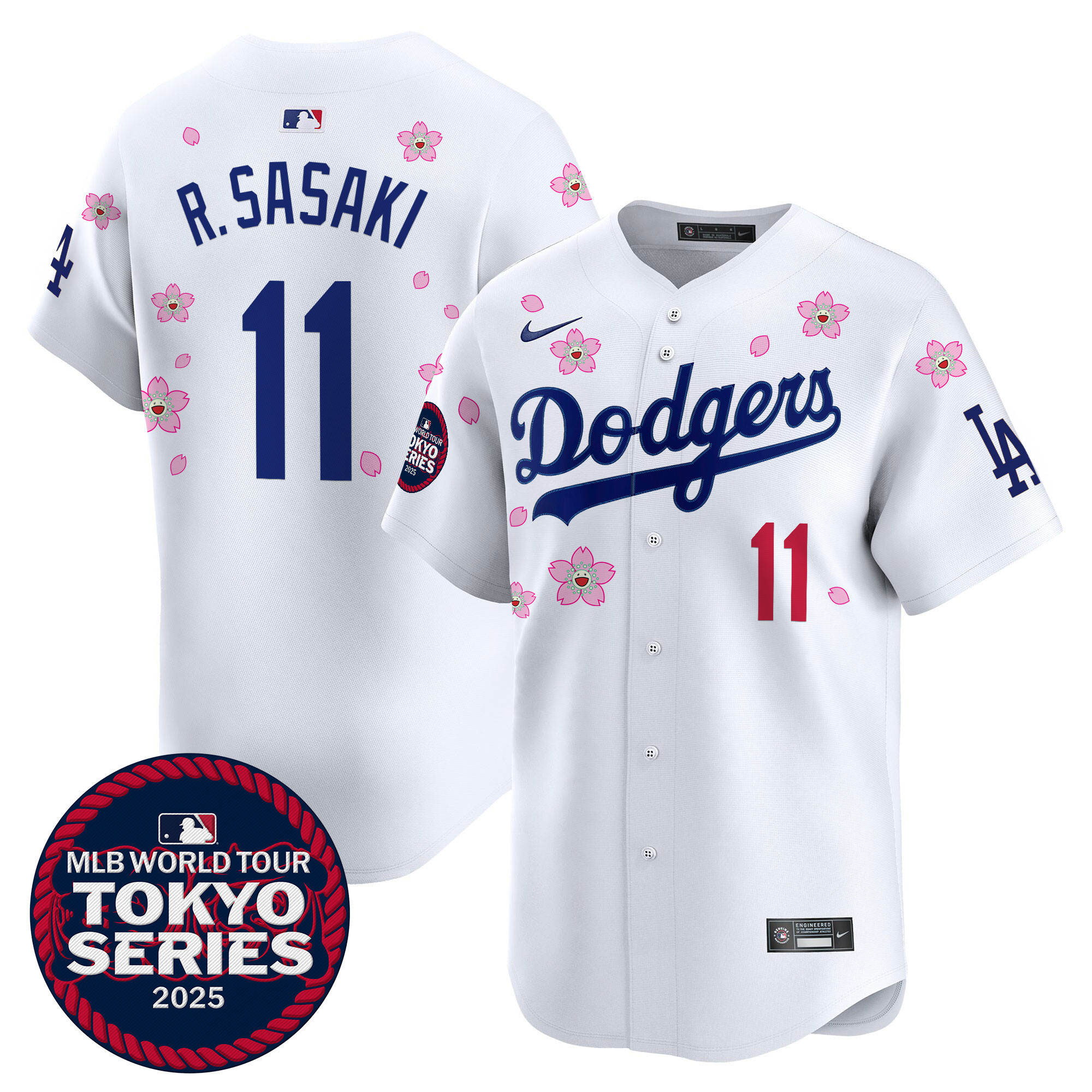 Roki Sasaki Men's Los Angeles Dodgers Tokyo Series 2025 Vapor Premier Limited White Jersey V2 - Stitched