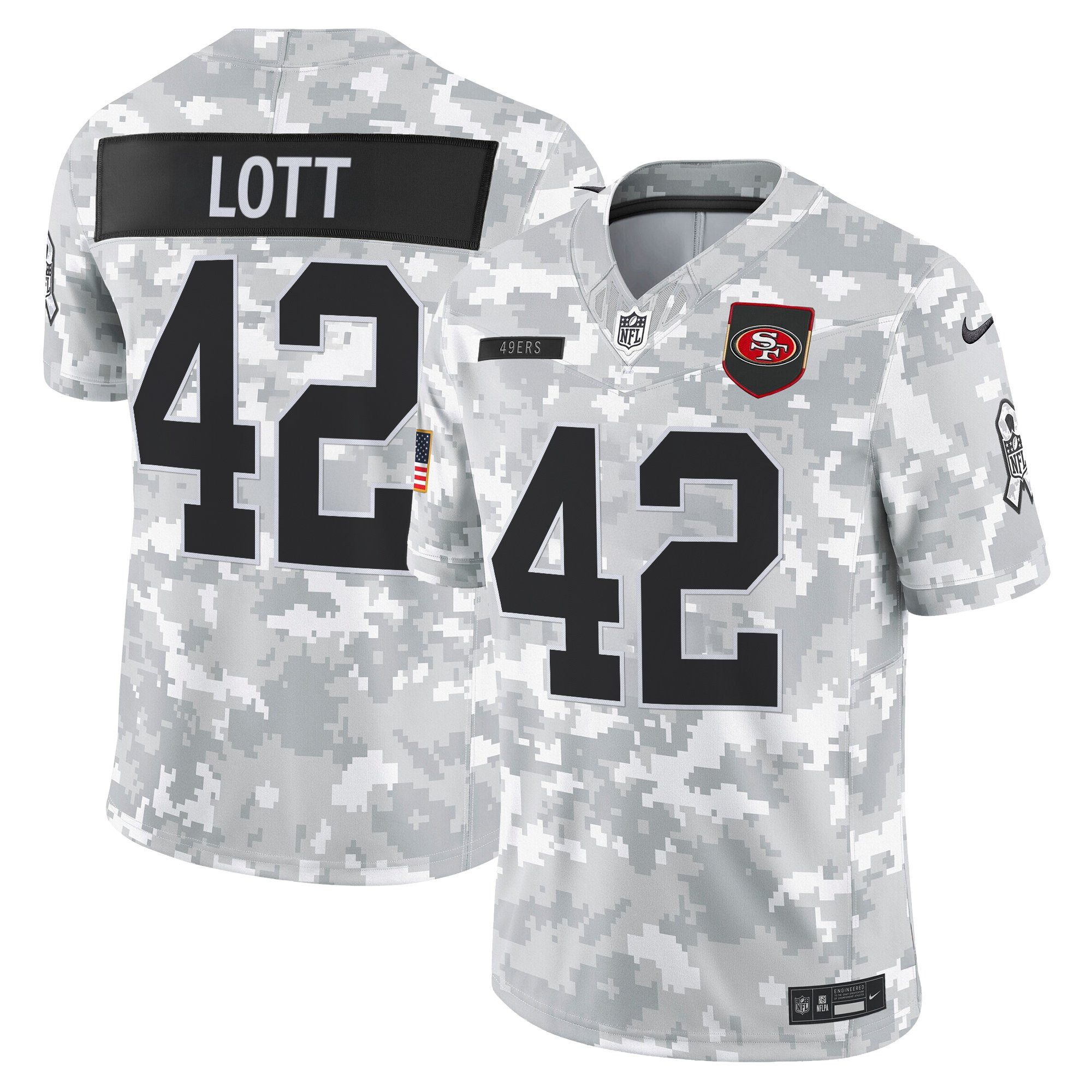 Ronnie Lott Men's San Francisco 49ers 2025 Salute to Service Vapor Limited Arctic Camo Jersey - All Stitched