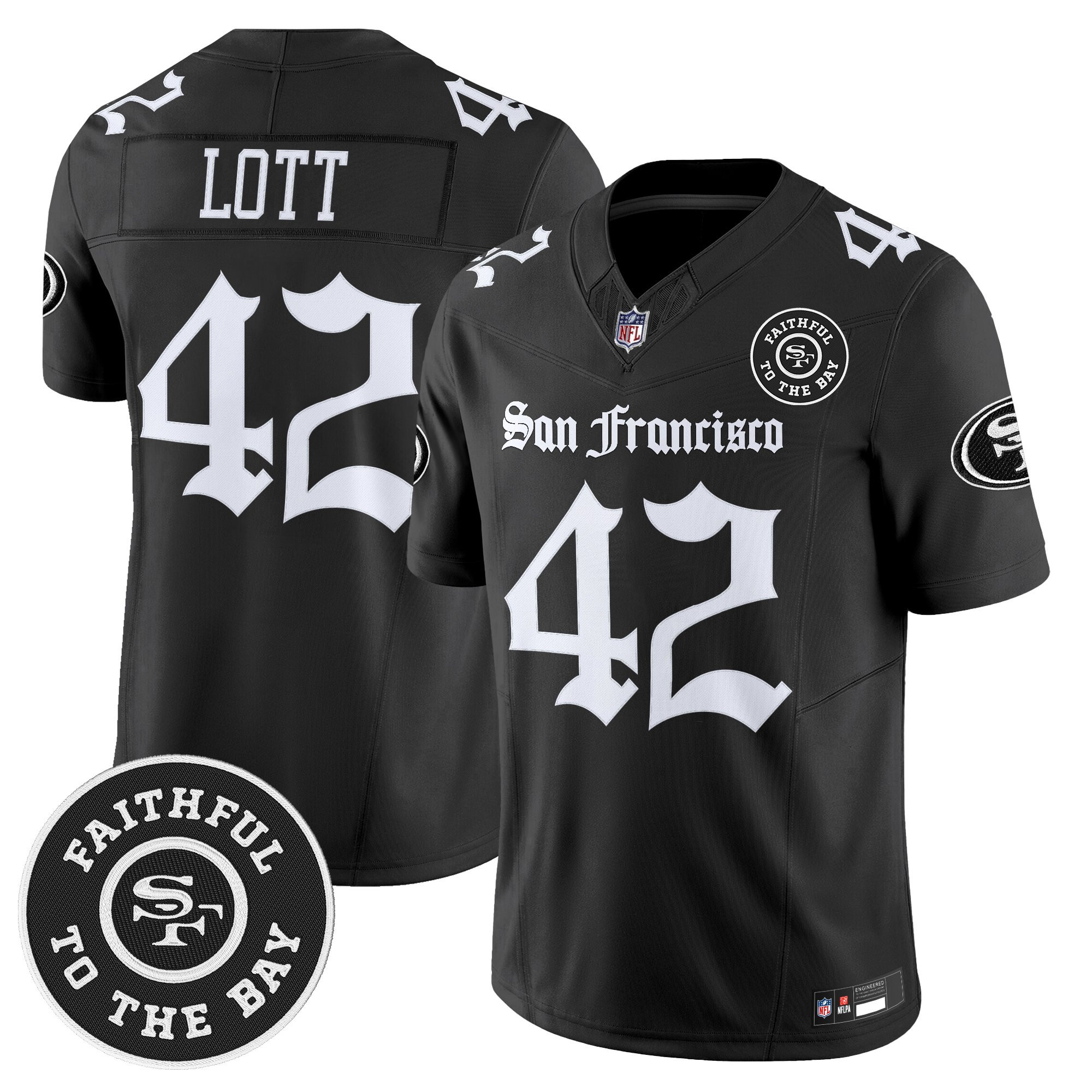 Ronnie Lott Men's San Francisco 49ers Gothic Edition Vapor Limited Black Jersey - All Stitched