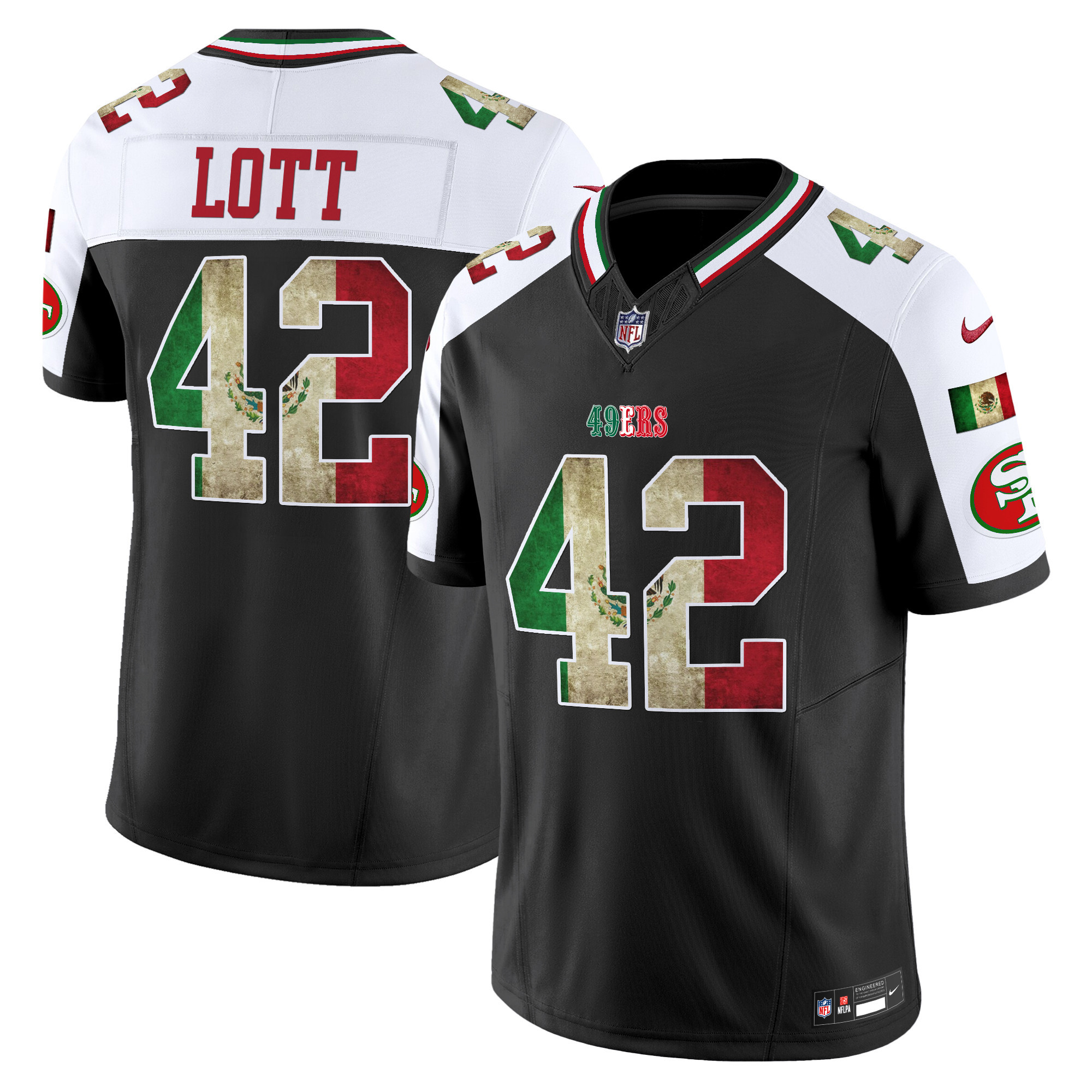 Ronnie Lott Men's San Francisco 49ers Mexico Vapor Limited Black Alternate Jersey V4 - All Stitched