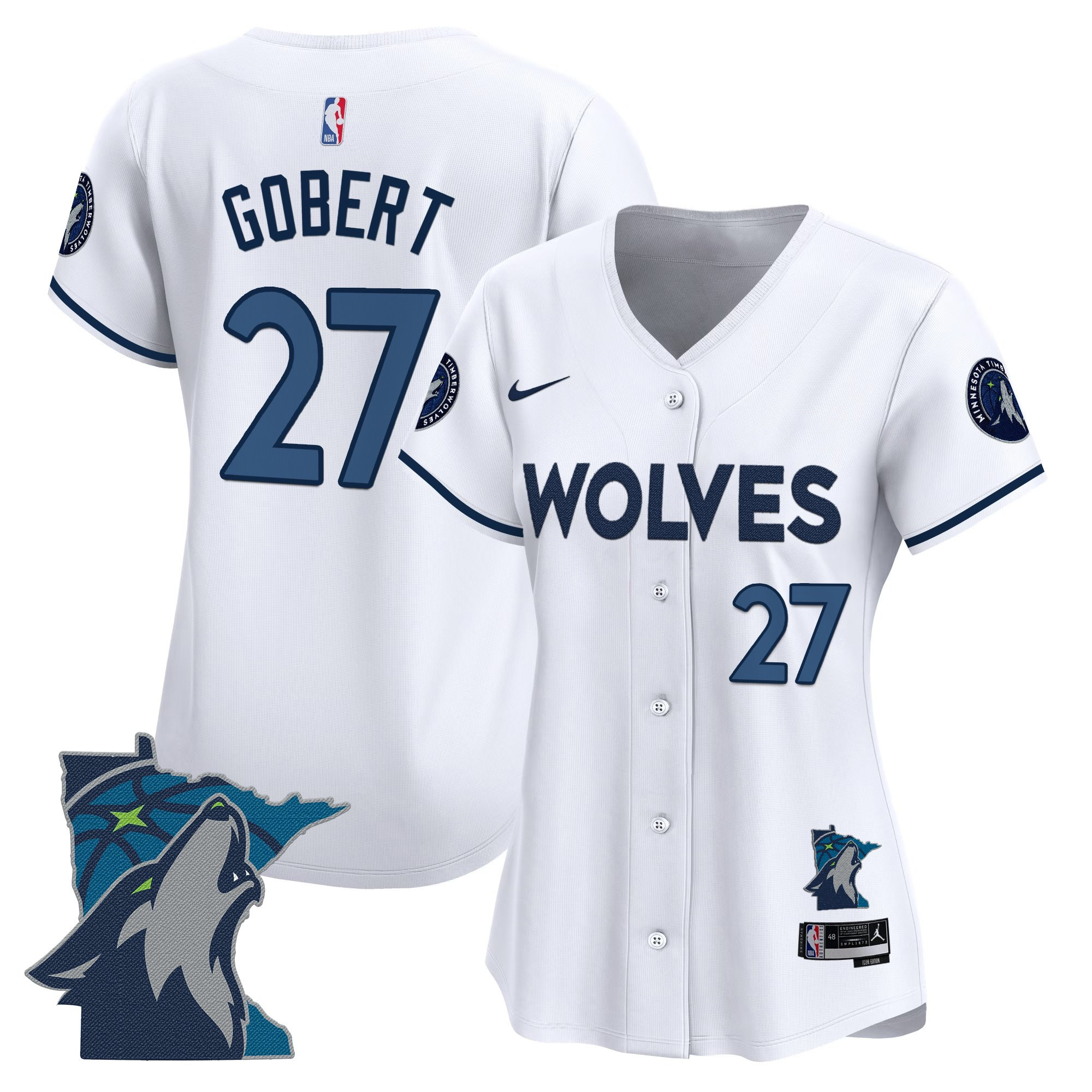 Rudy Gobert Women's Minnesota Timberwolves 2025 Vapor Baseball Association Jersey - All Stitched