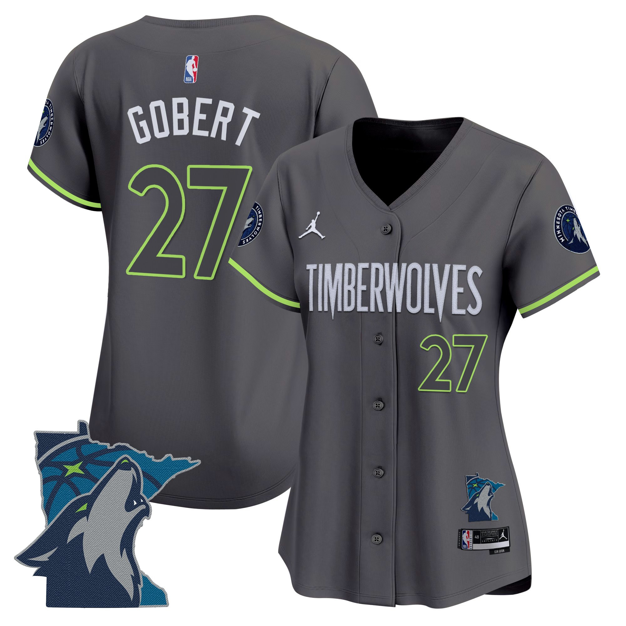 Rudy Gobert Women's Minnesota Timberwolves 2025 Vapor Baseball Statement Jersey - All Stitched
