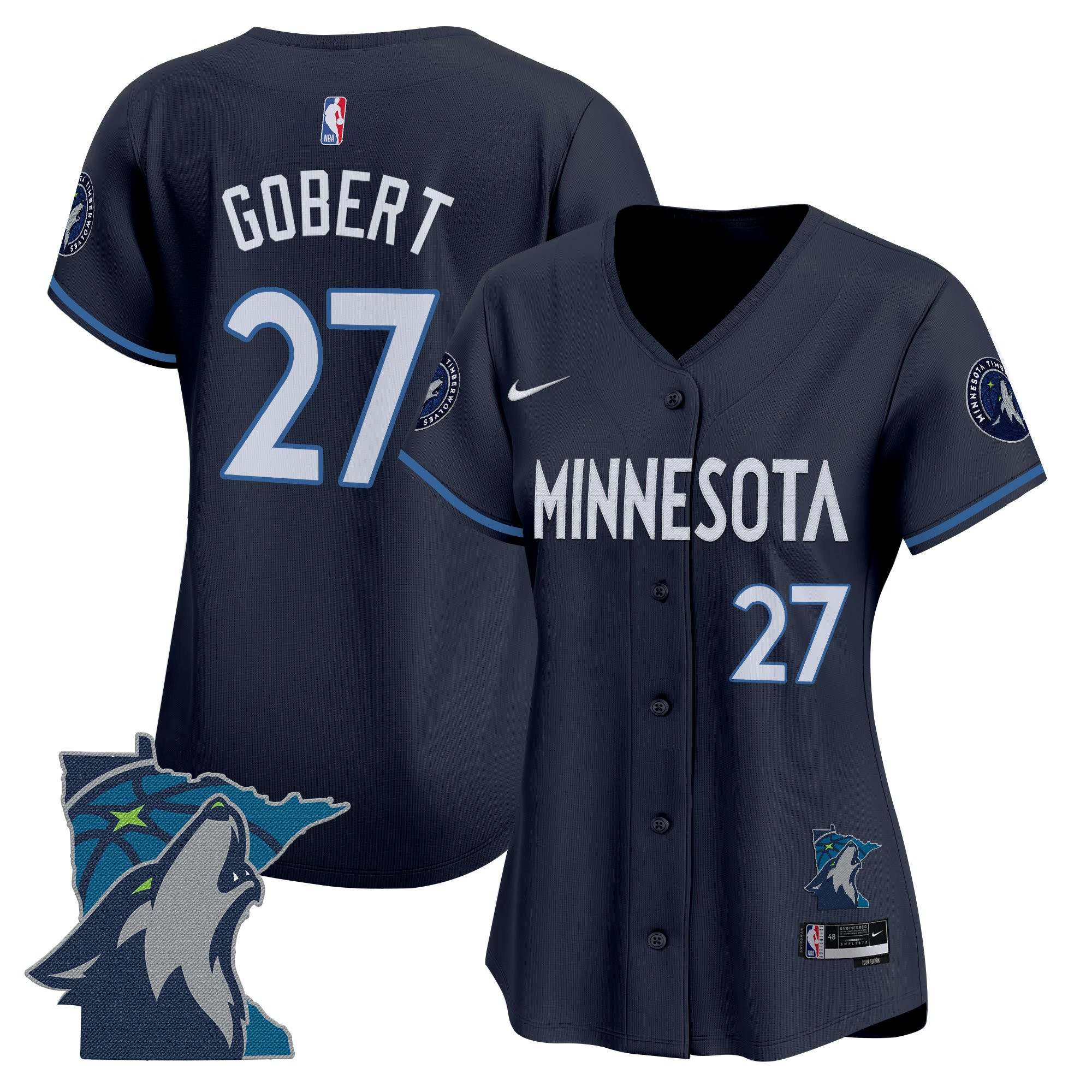 Rudy Gobert Women's Minnesota Timberwolves 2025 Vapor Baseball icon Jersey - All Stitched