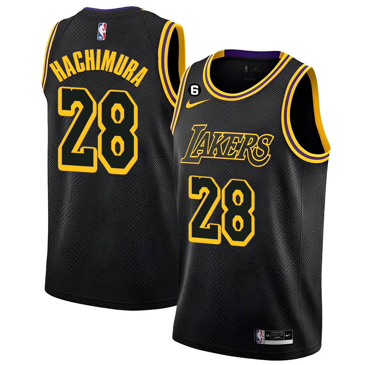 Rui Hachimura Men's Los Angeles Lakers 2023 Black Mamba Jersey Collection - All Stitched