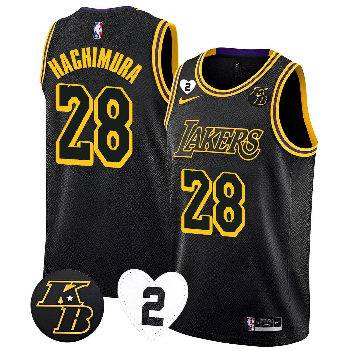 Rui Hachimura Men's Los Angeles Lakers 2023 Kobe & GiGi Jersey Collection - All Stitched