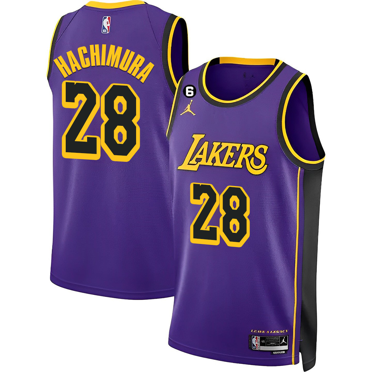 Rui Hachimura Men's Los Angeles Lakers 2023 Purple Jersey Collection - All Stitched